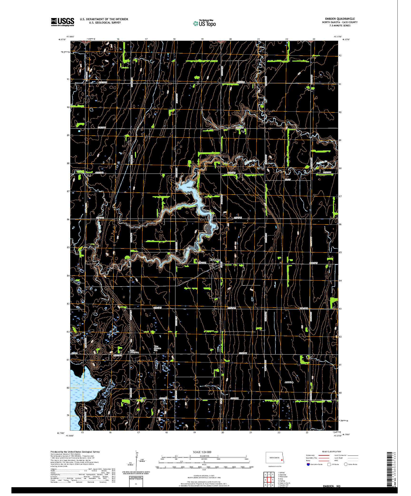 USGS US TOPO 7.5-MINUTE MAP FOR EMBDEN, ND 2020