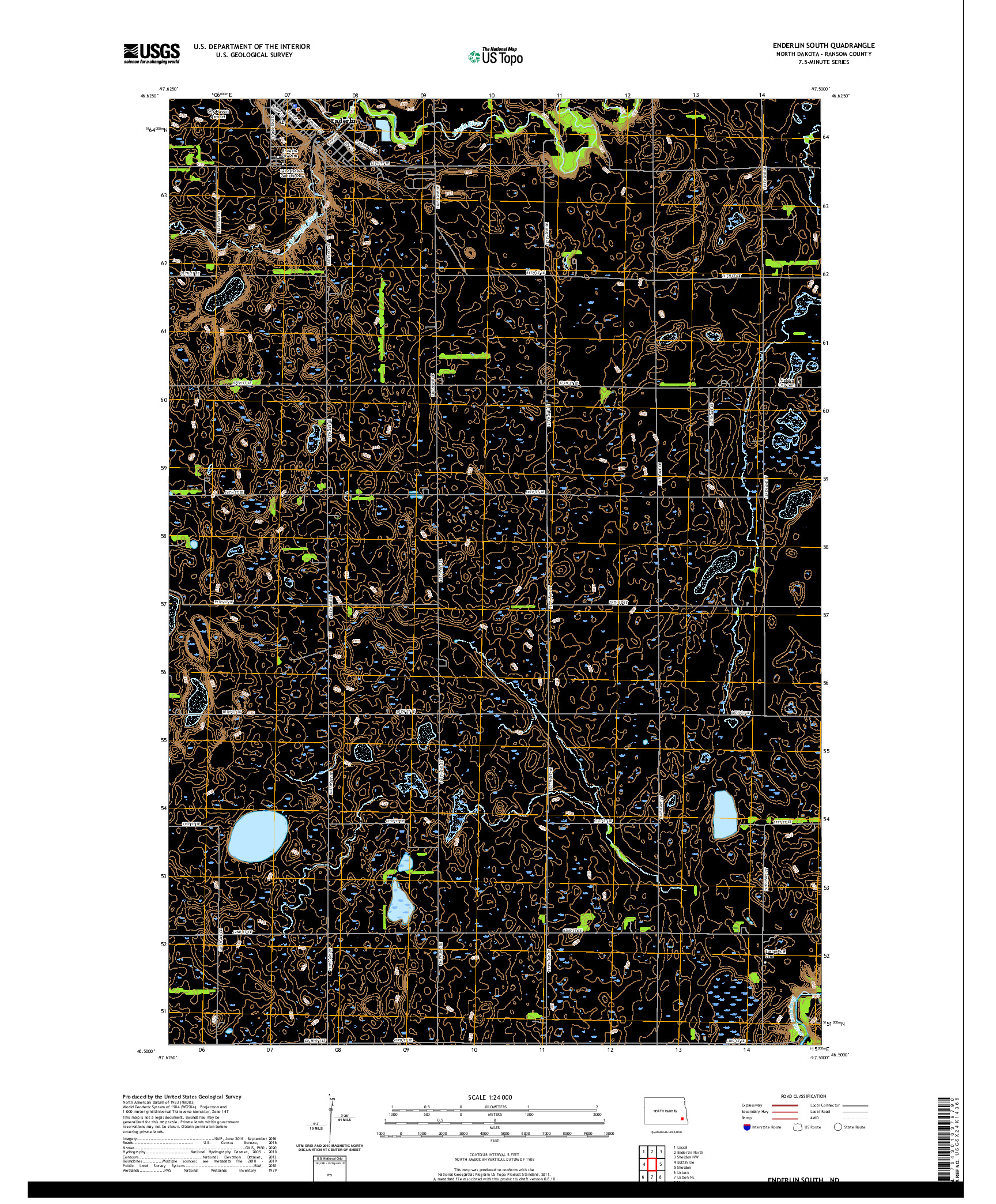 USGS US TOPO 7.5-MINUTE MAP FOR ENDERLIN SOUTH, ND 2020