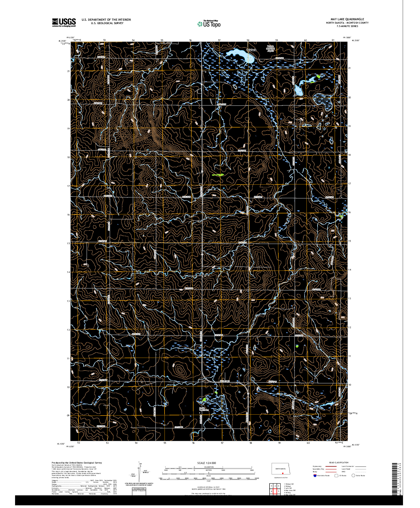 USGS US TOPO 7.5-MINUTE MAP FOR MAY LAKE, ND 2020