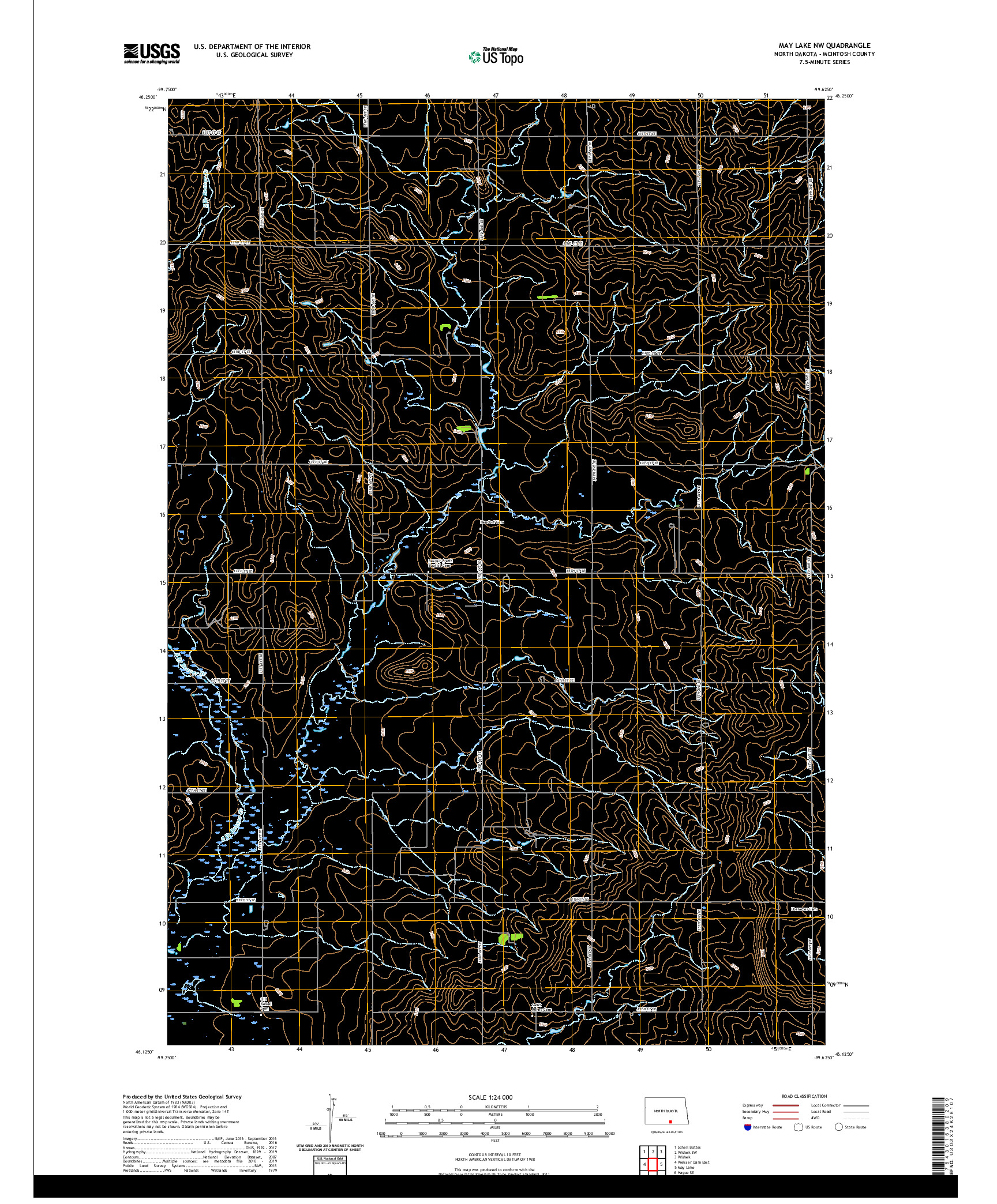 USGS US TOPO 7.5-MINUTE MAP FOR MAY LAKE NW, ND 2020