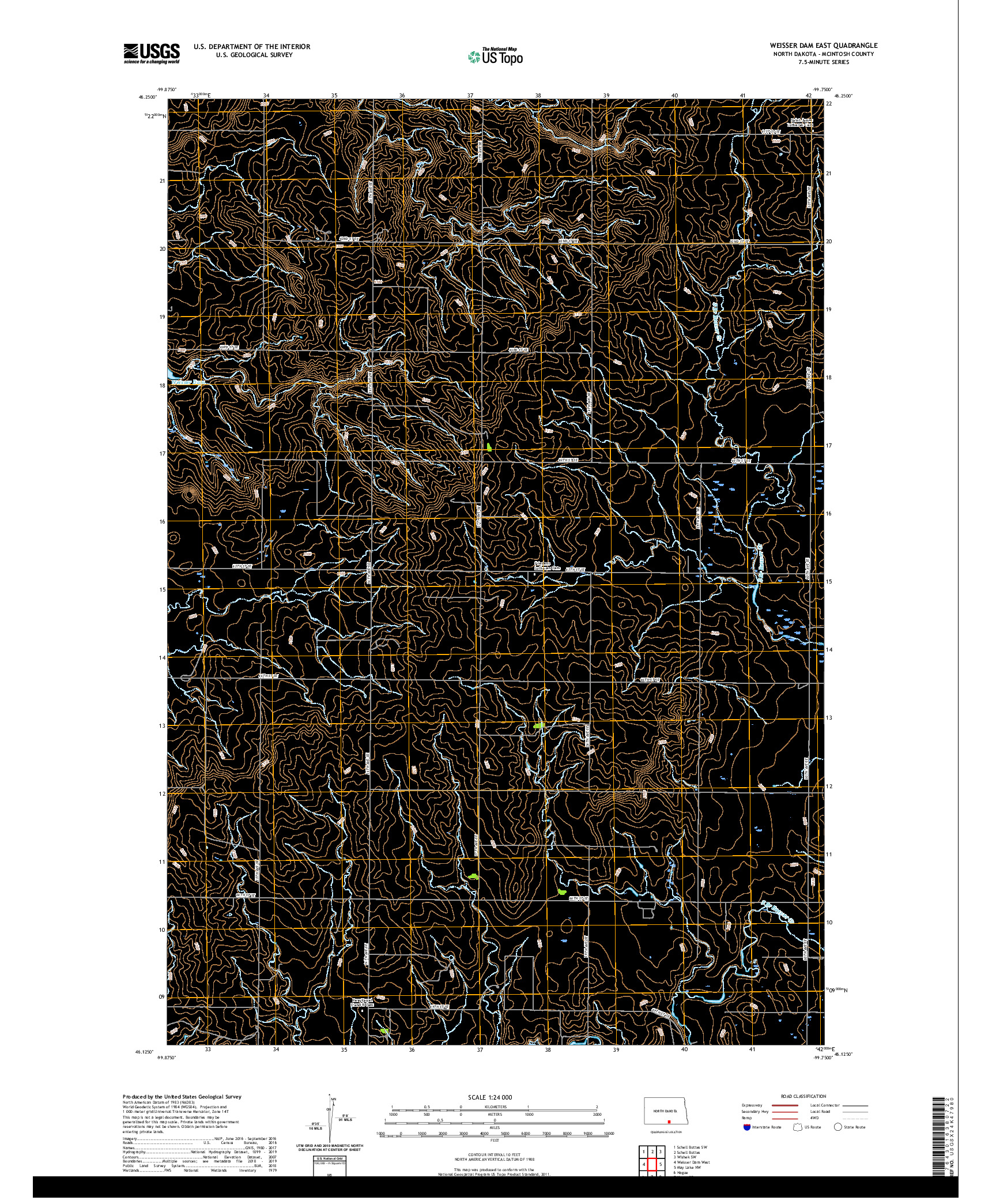 USGS US TOPO 7.5-MINUTE MAP FOR WEISSER DAM EAST, ND 2020