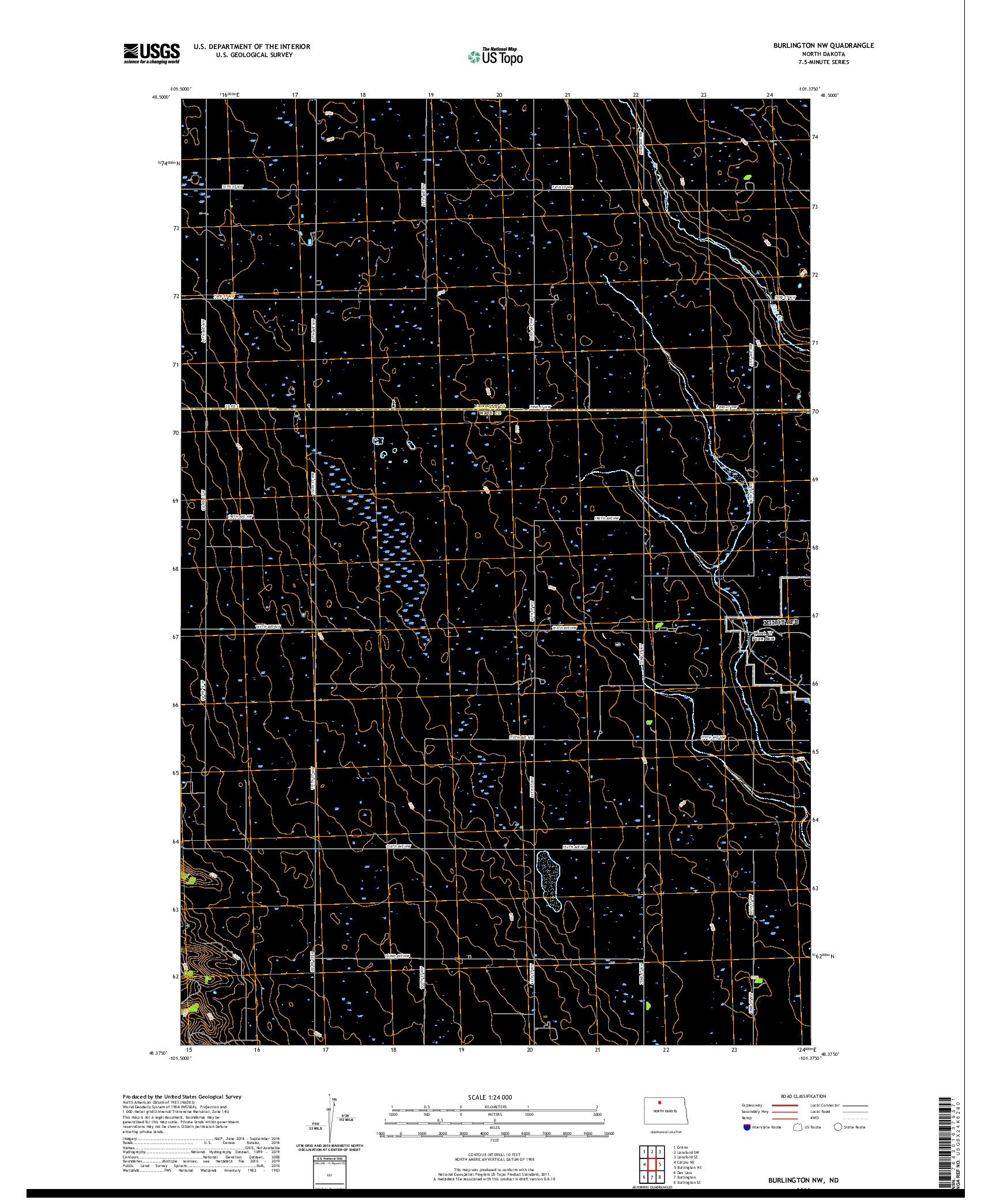 USGS US TOPO 7.5-MINUTE MAP FOR BURLINGTON NW, ND 2020