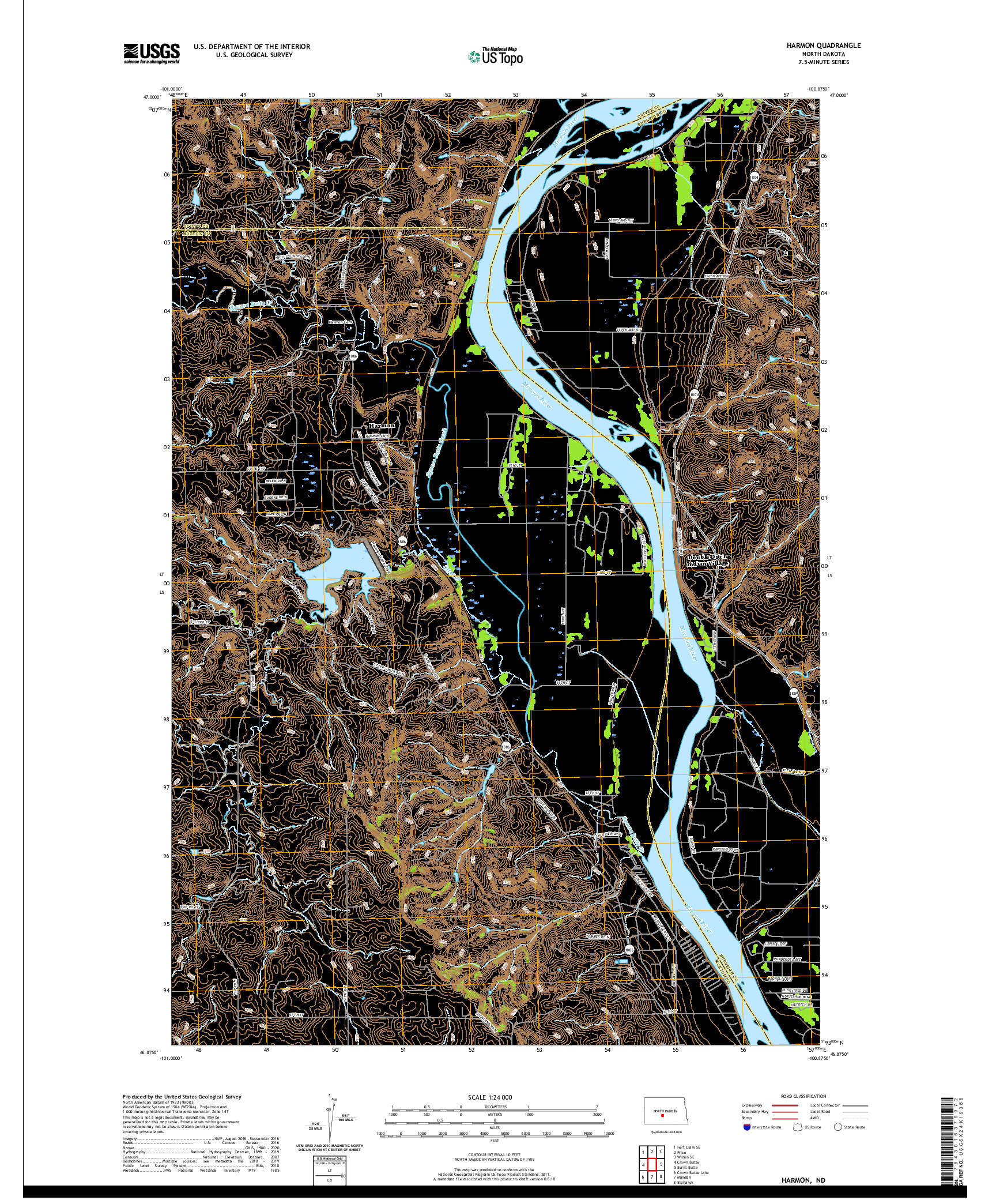 USGS US TOPO 7.5-MINUTE MAP FOR HARMON, ND 2020