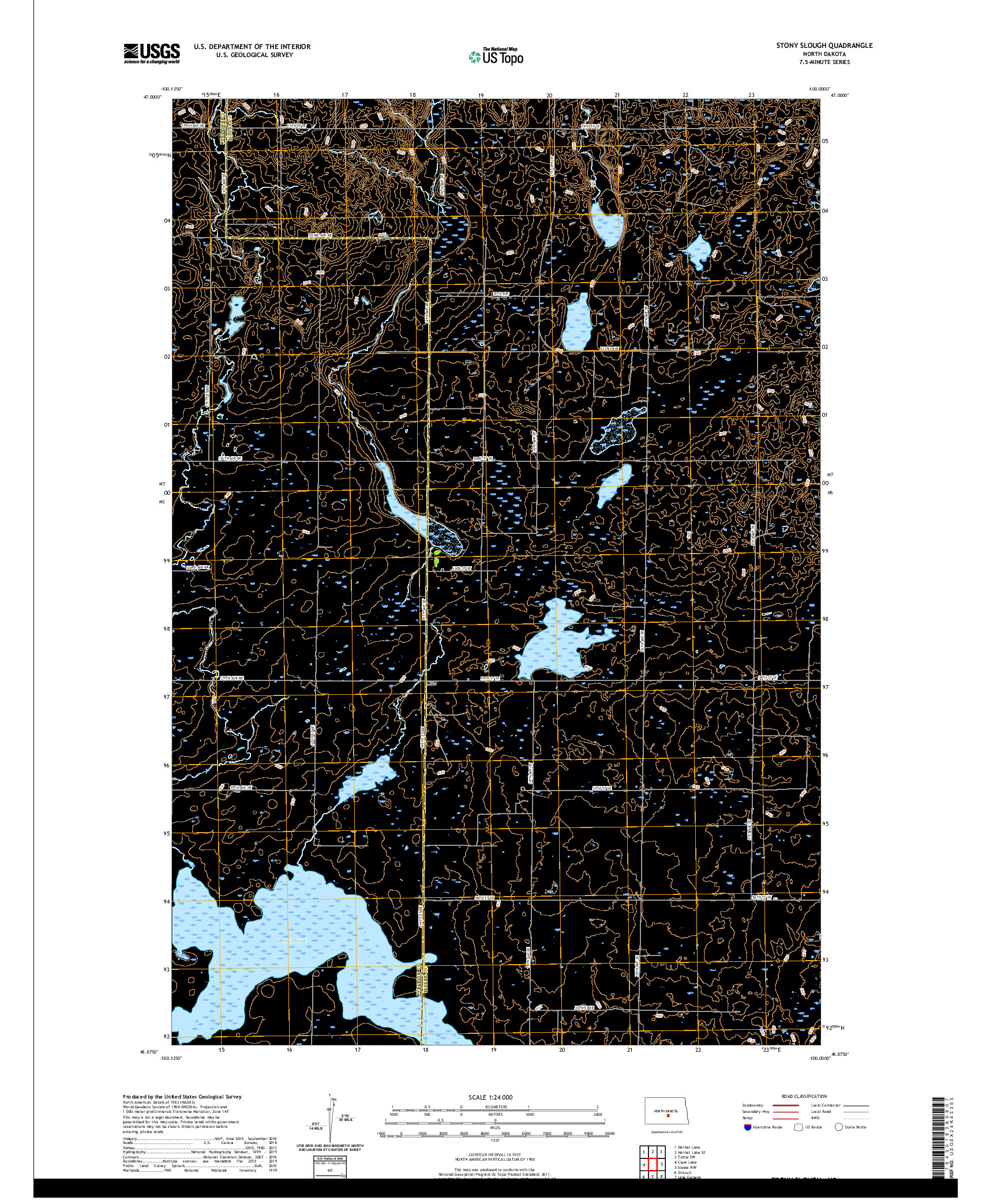 USGS US TOPO 7.5-MINUTE MAP FOR STONY SLOUGH, ND 2020