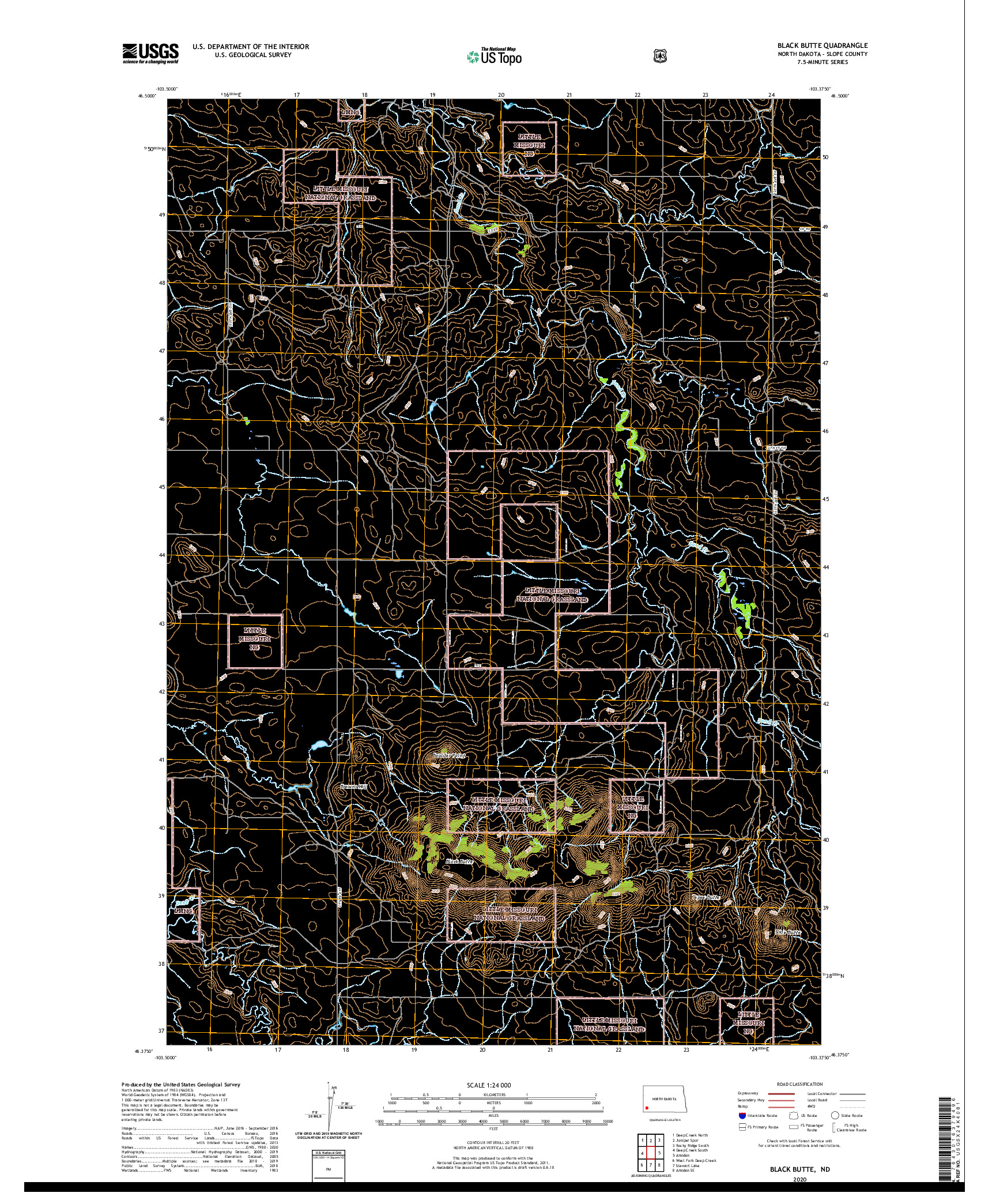 USGS US TOPO 7.5-MINUTE MAP FOR BLACK BUTTE, ND 2020