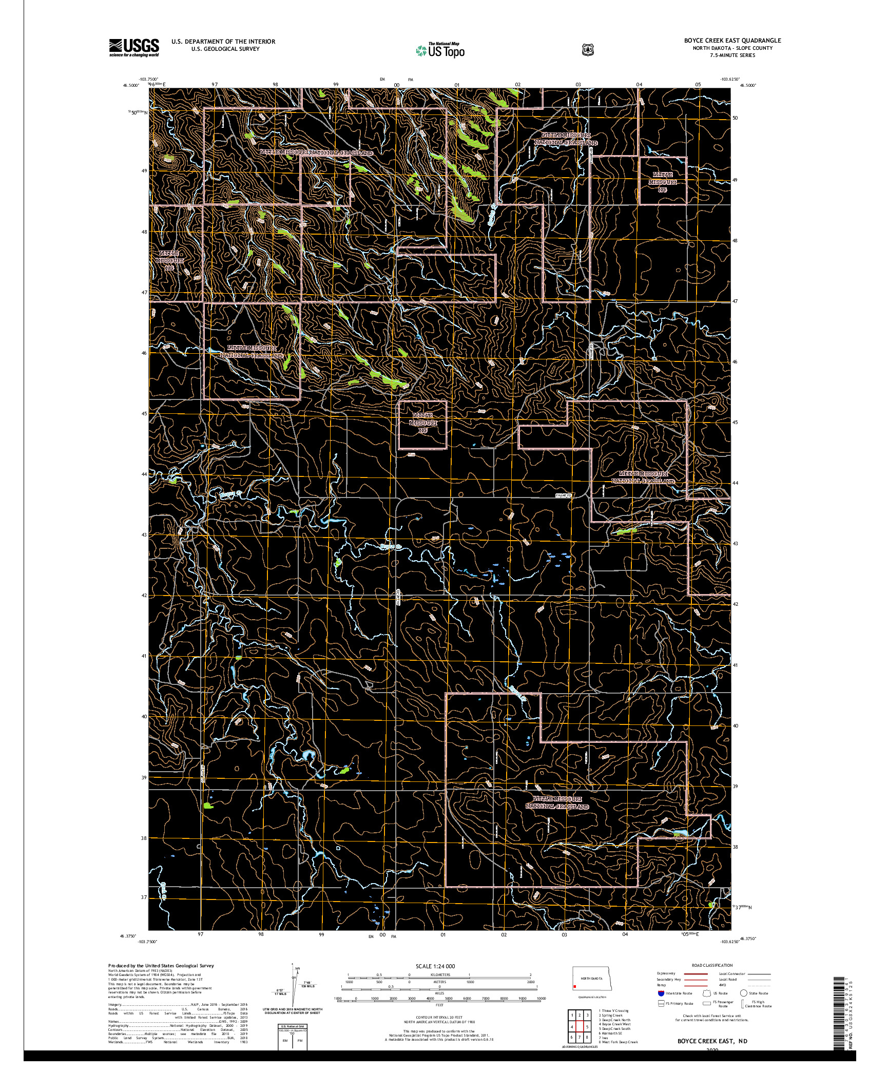 USGS US TOPO 7.5-MINUTE MAP FOR BOYCE CREEK EAST, ND 2020