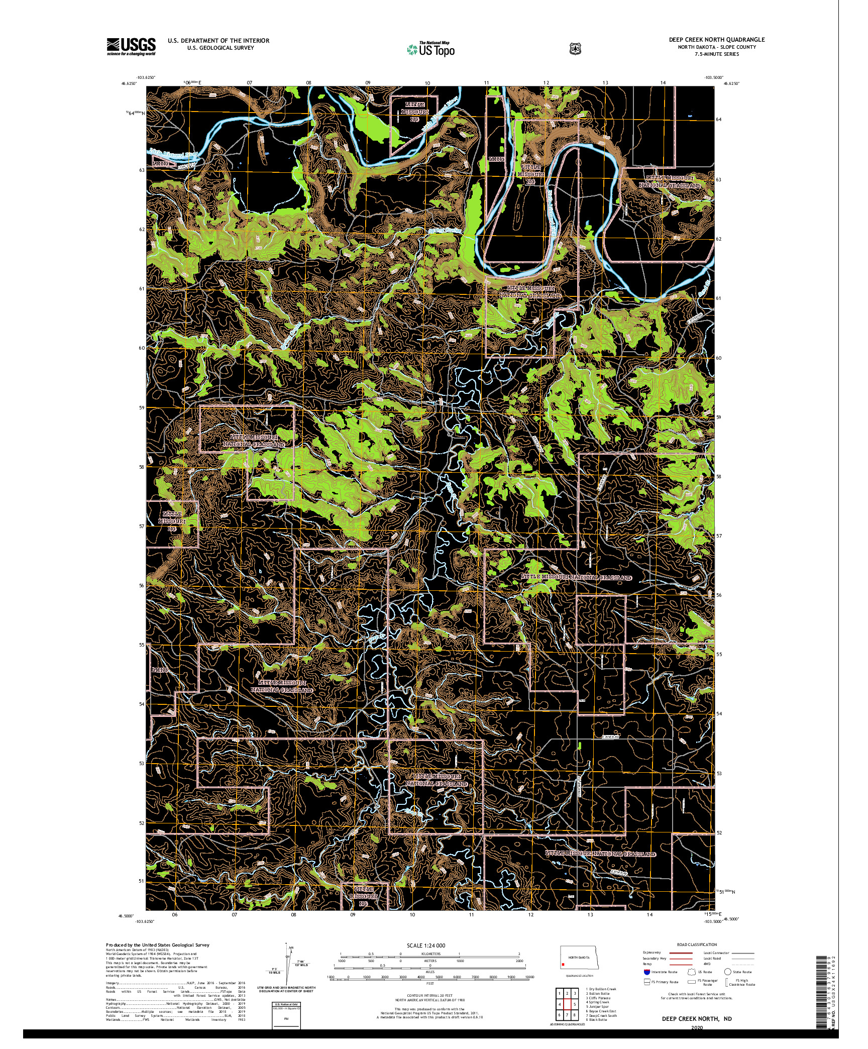 USGS US TOPO 7.5-MINUTE MAP FOR DEEP CREEK NORTH, ND 2020