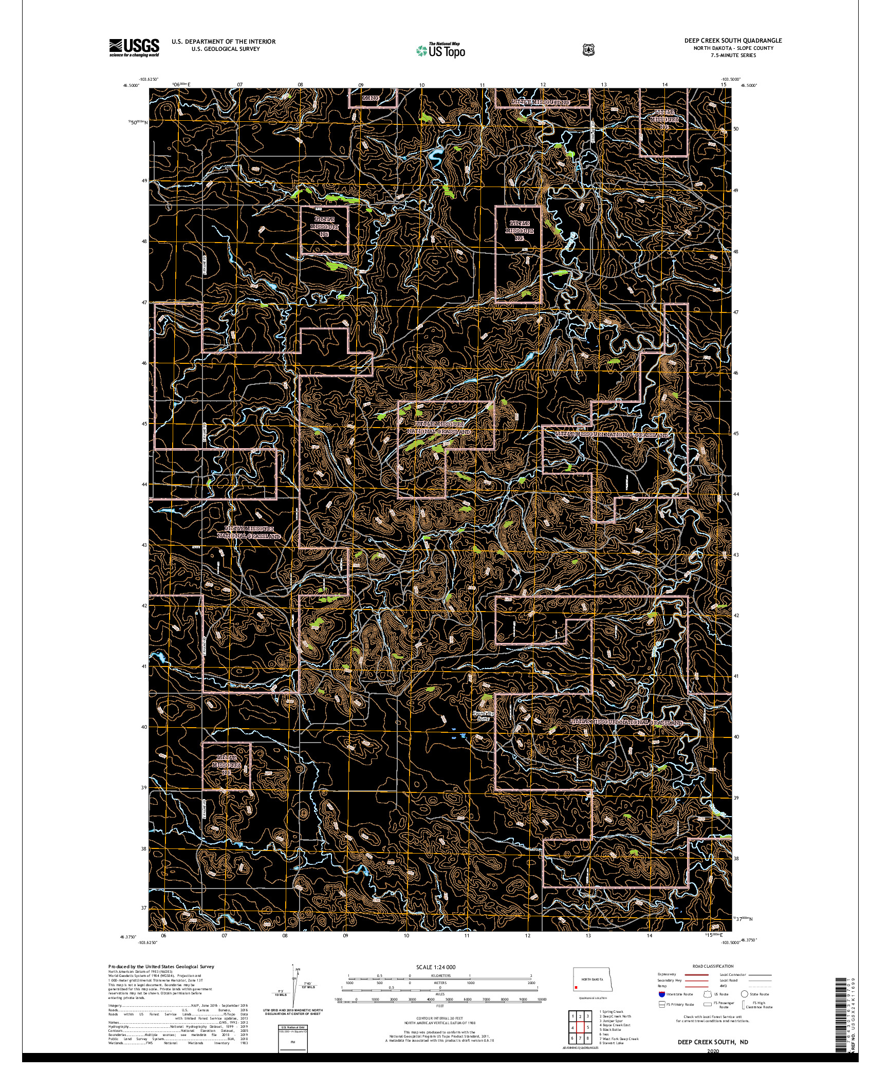 USGS US TOPO 7.5-MINUTE MAP FOR DEEP CREEK SOUTH, ND 2020