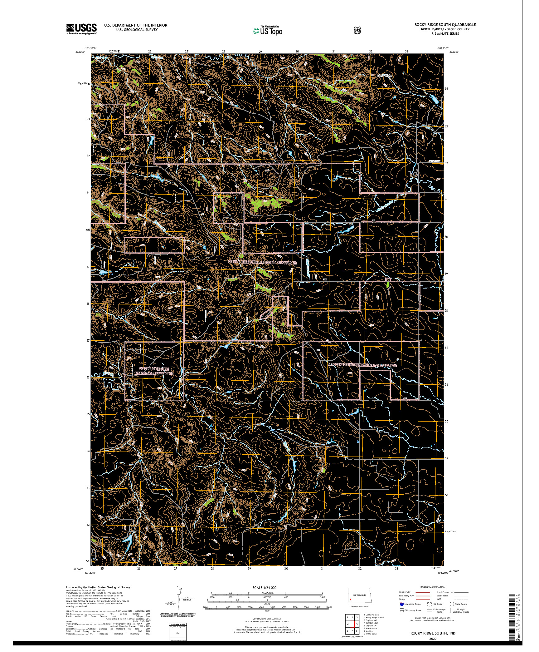 USGS US TOPO 7.5-MINUTE MAP FOR ROCKY RIDGE SOUTH, ND 2020