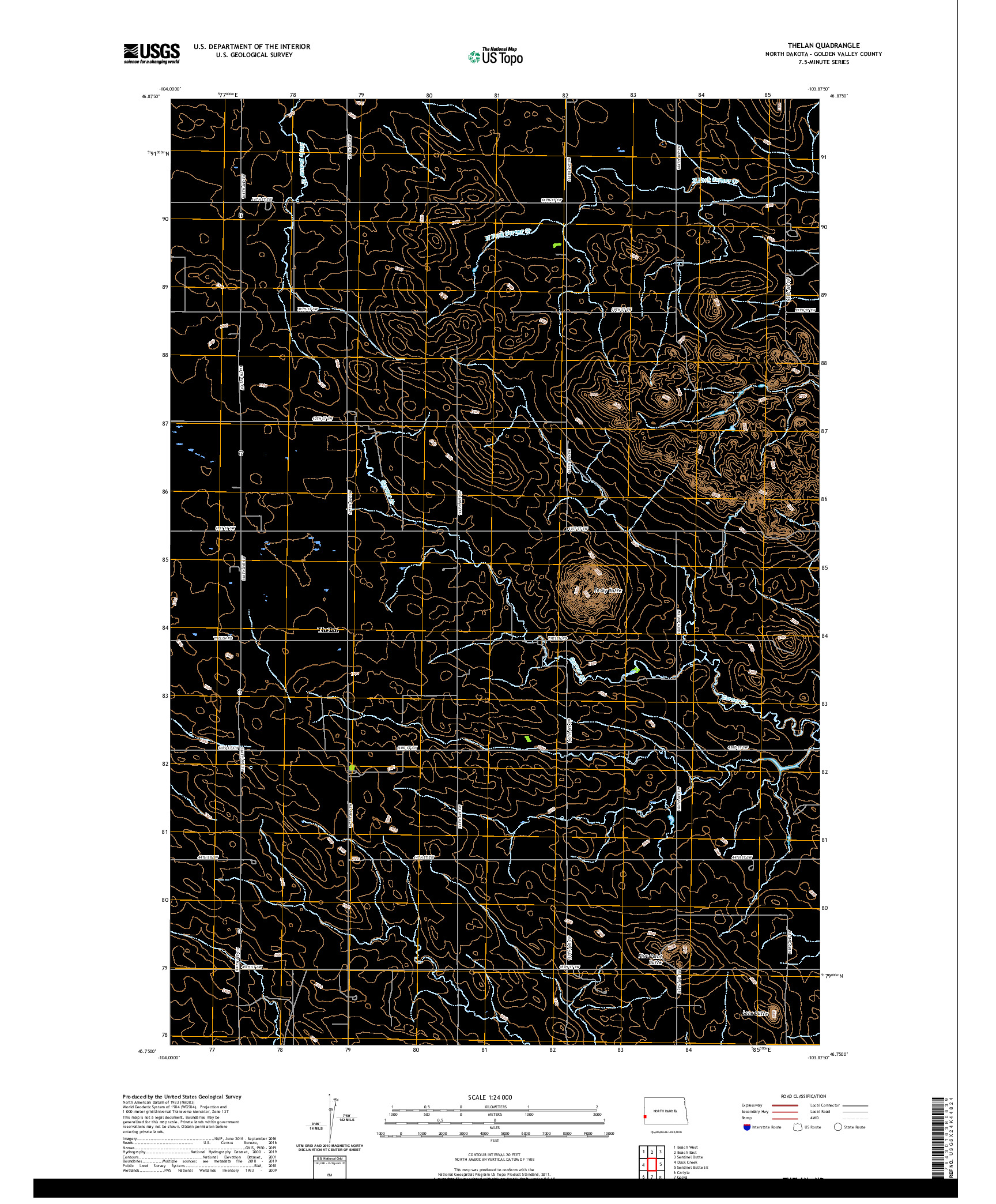 USGS US TOPO 7.5-MINUTE MAP FOR THELAN, ND 2020