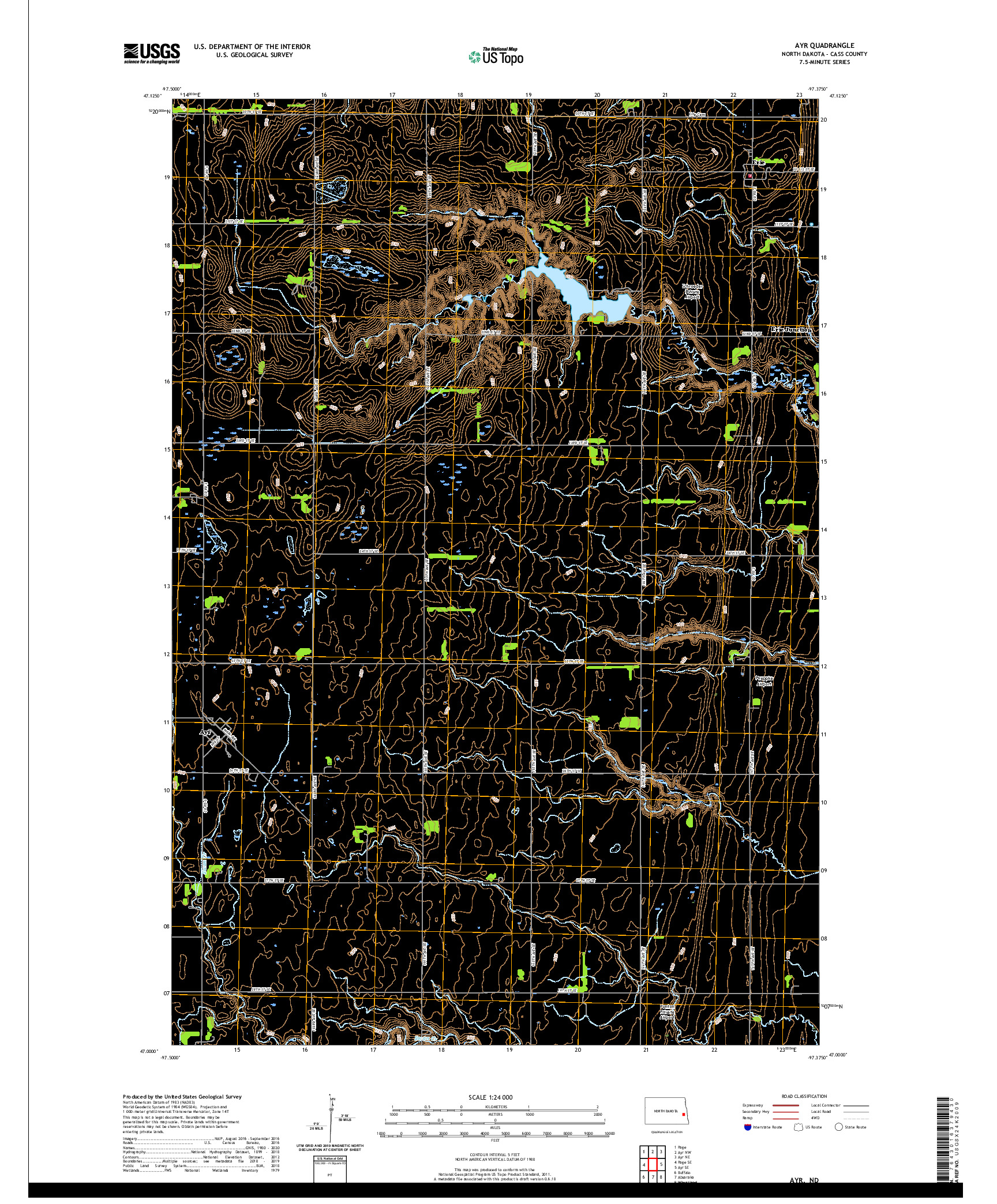 USGS US TOPO 7.5-MINUTE MAP FOR AYR, ND 2020