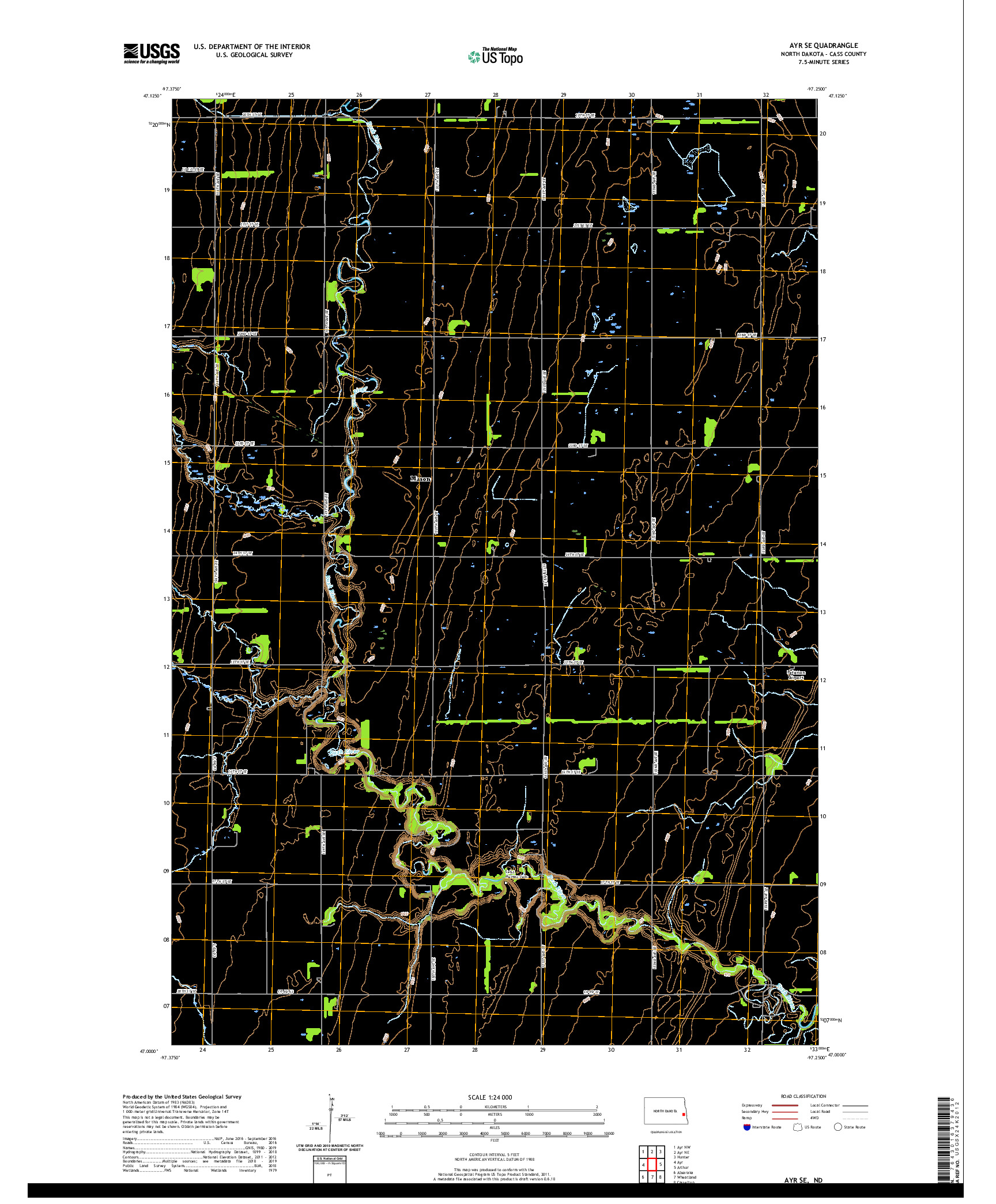 USGS US TOPO 7.5-MINUTE MAP FOR AYR SE, ND 2020