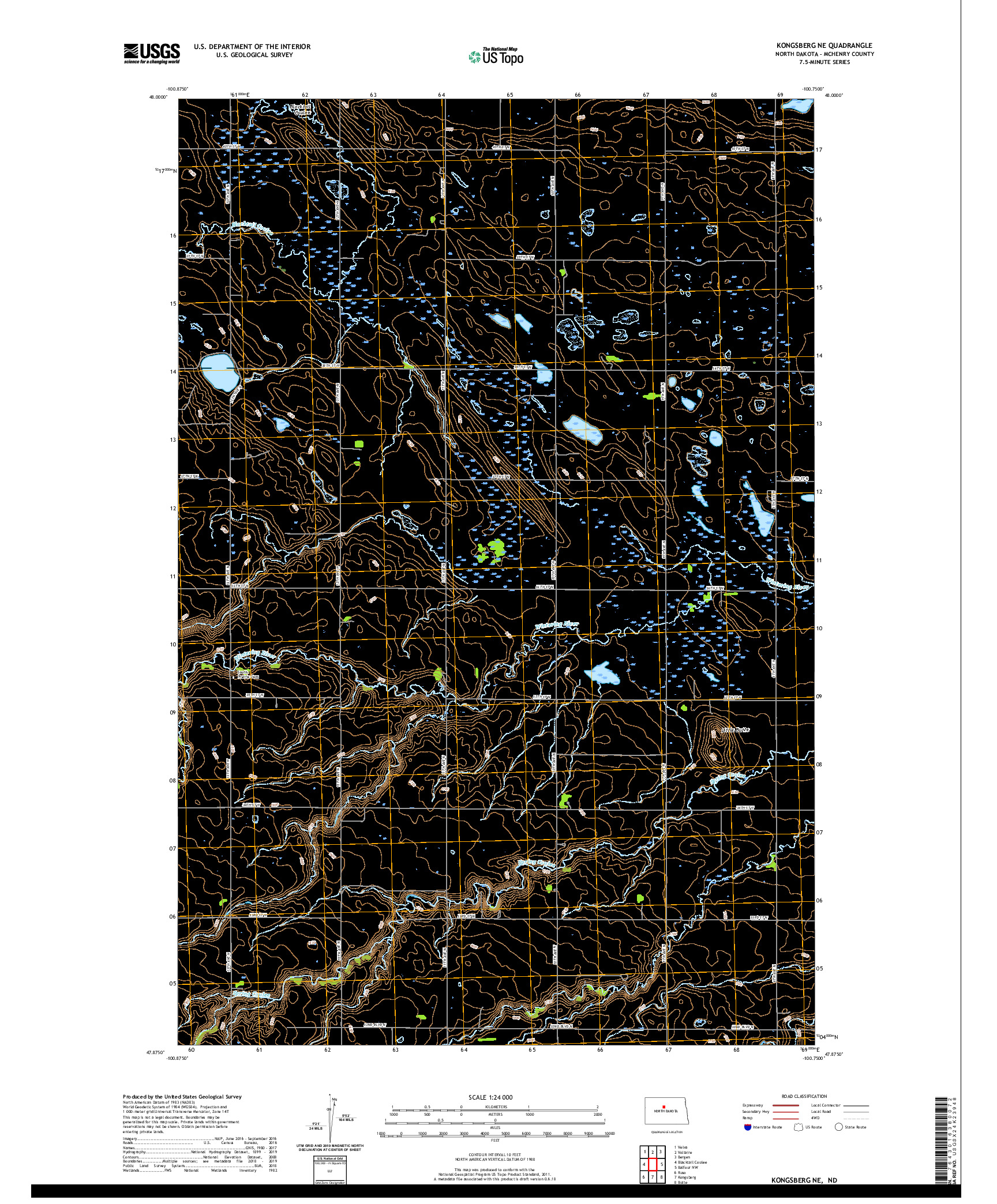 USGS US TOPO 7.5-MINUTE MAP FOR KONGSBERG NE, ND 2020