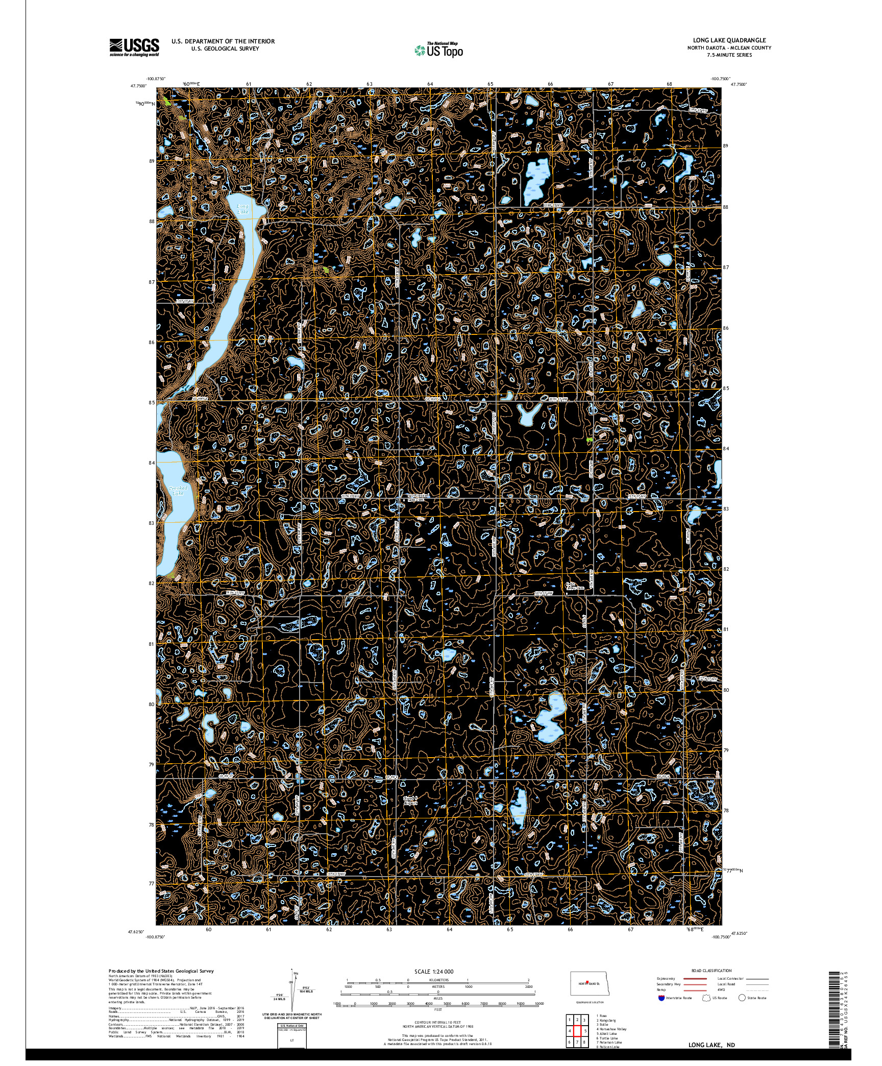 USGS US TOPO 7.5-MINUTE MAP FOR LONG LAKE, ND 2020