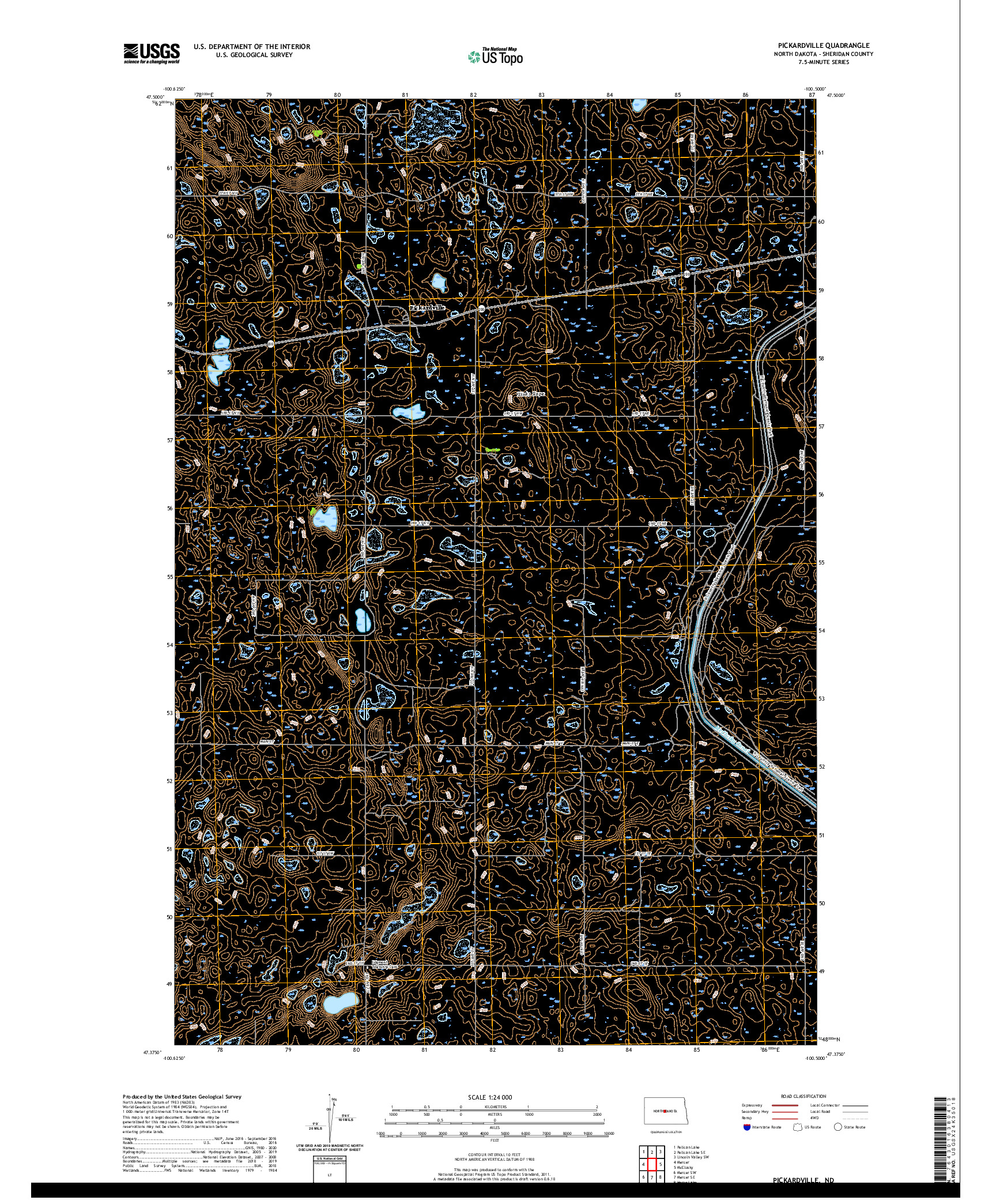 USGS US TOPO 7.5-MINUTE MAP FOR PICKARDVILLE, ND 2020