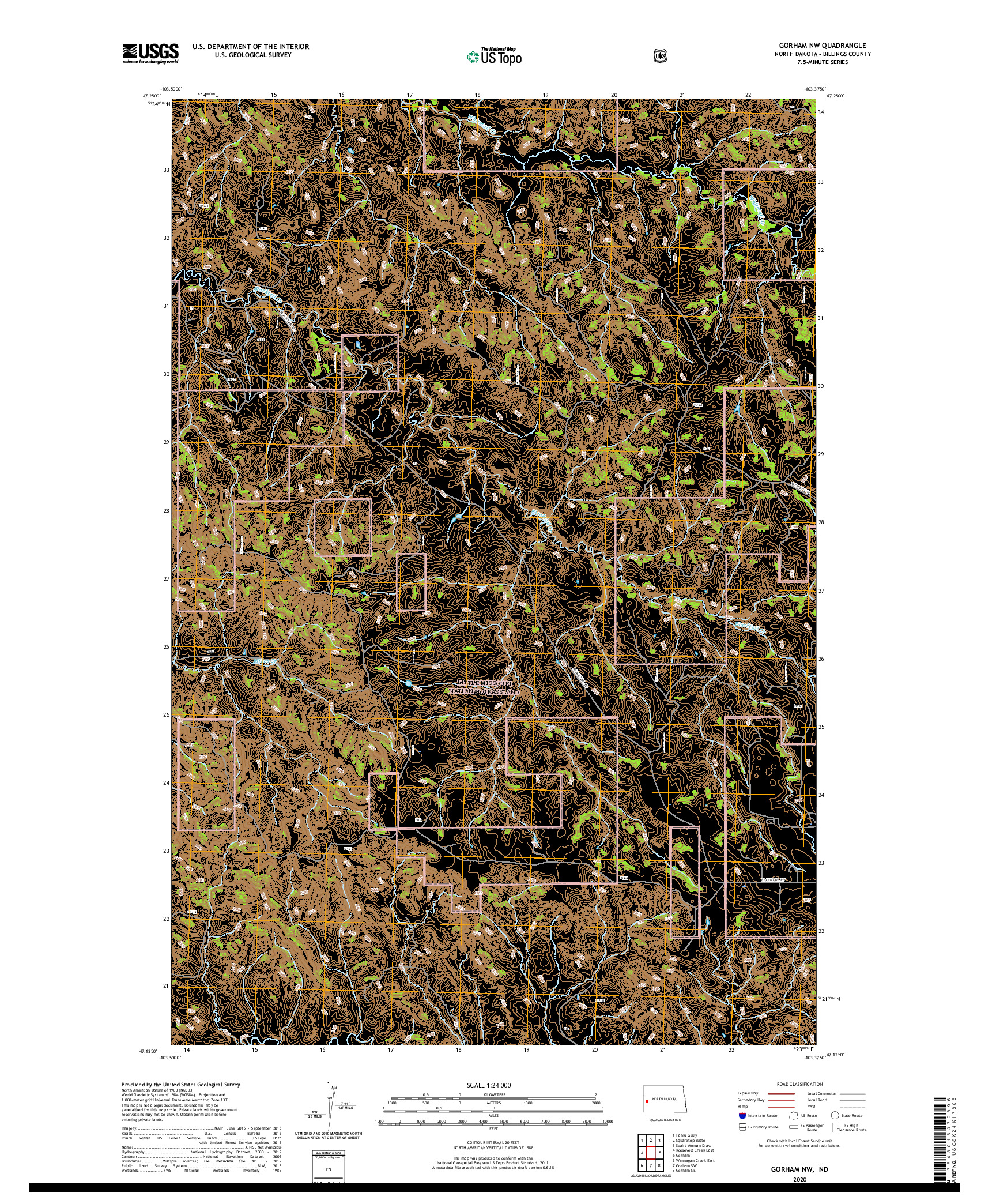 USGS US TOPO 7.5-MINUTE MAP FOR GORHAM NW, ND 2020