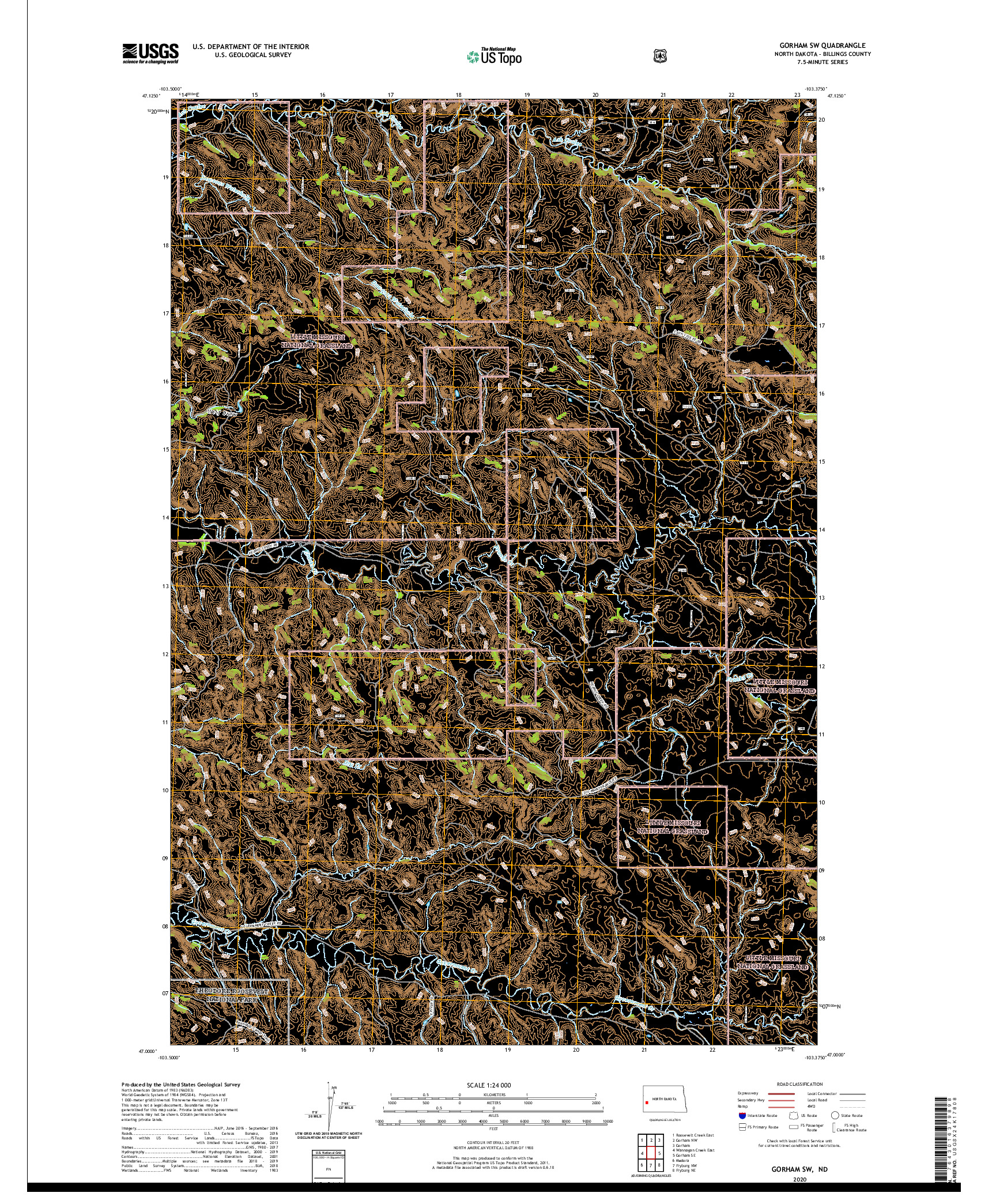 USGS US TOPO 7.5-MINUTE MAP FOR GORHAM SW, ND 2020