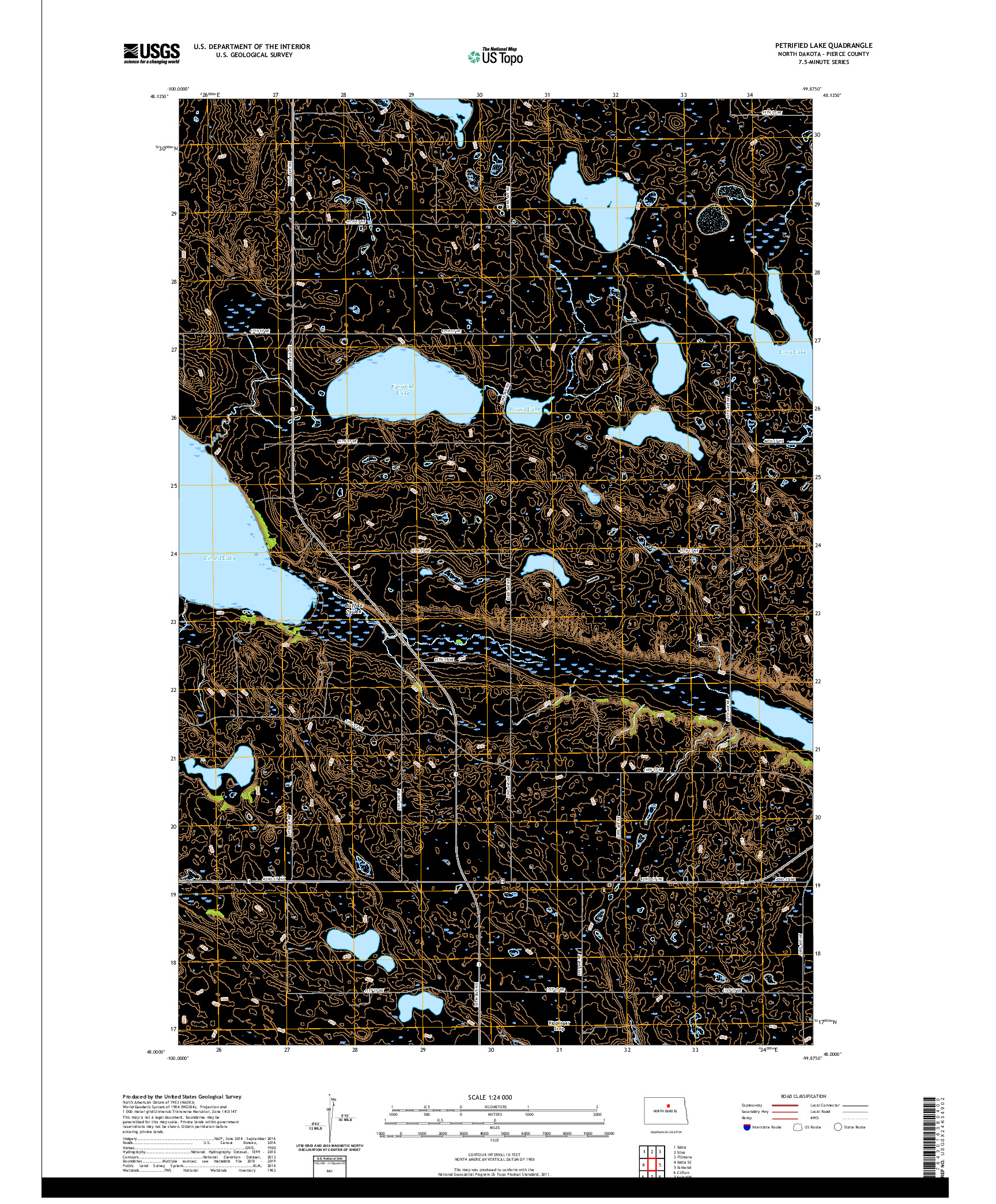 USGS US TOPO 7.5-MINUTE MAP FOR PETRIFIED LAKE, ND 2020