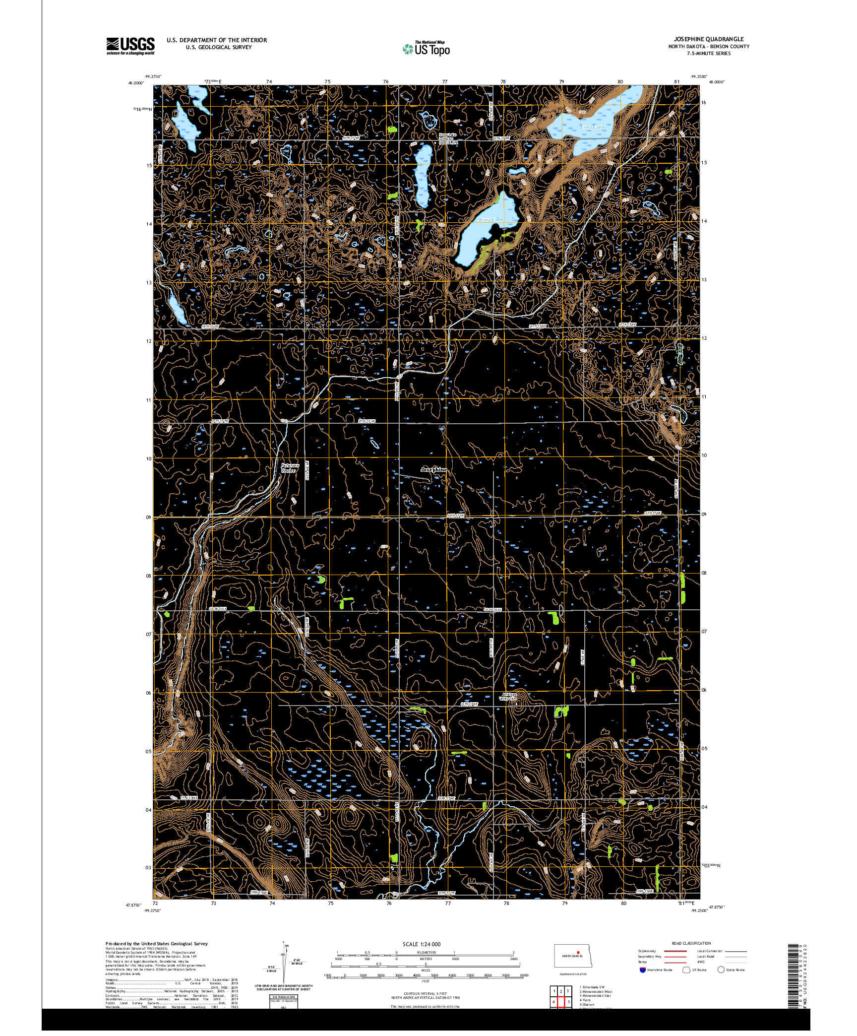 USGS US TOPO 7.5-MINUTE MAP FOR JOSEPHINE, ND 2020