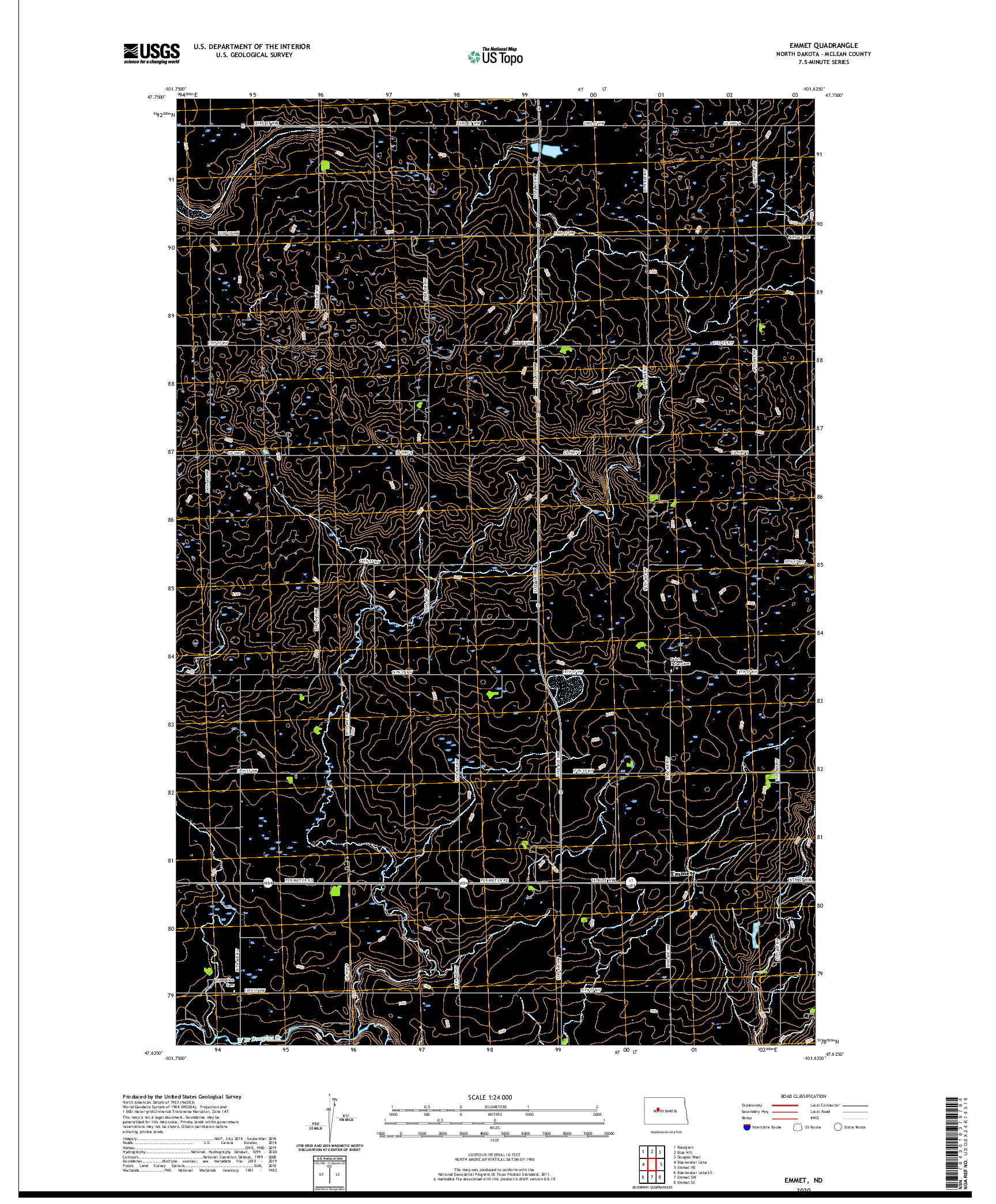 USGS US TOPO 7.5-MINUTE MAP FOR EMMET, ND 2020