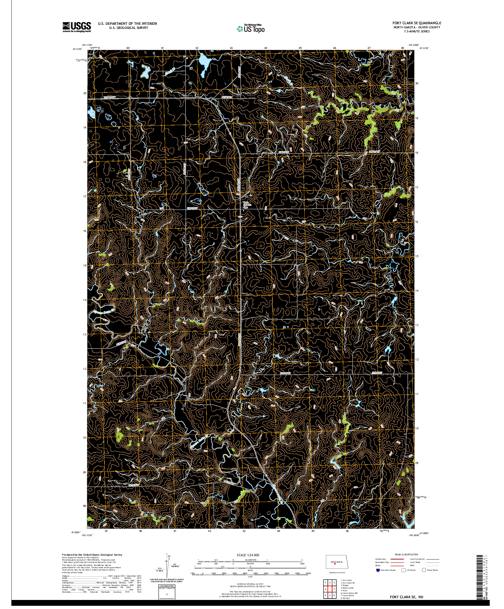 USGS US TOPO 7.5-MINUTE MAP FOR FORT CLARK SE, ND 2020