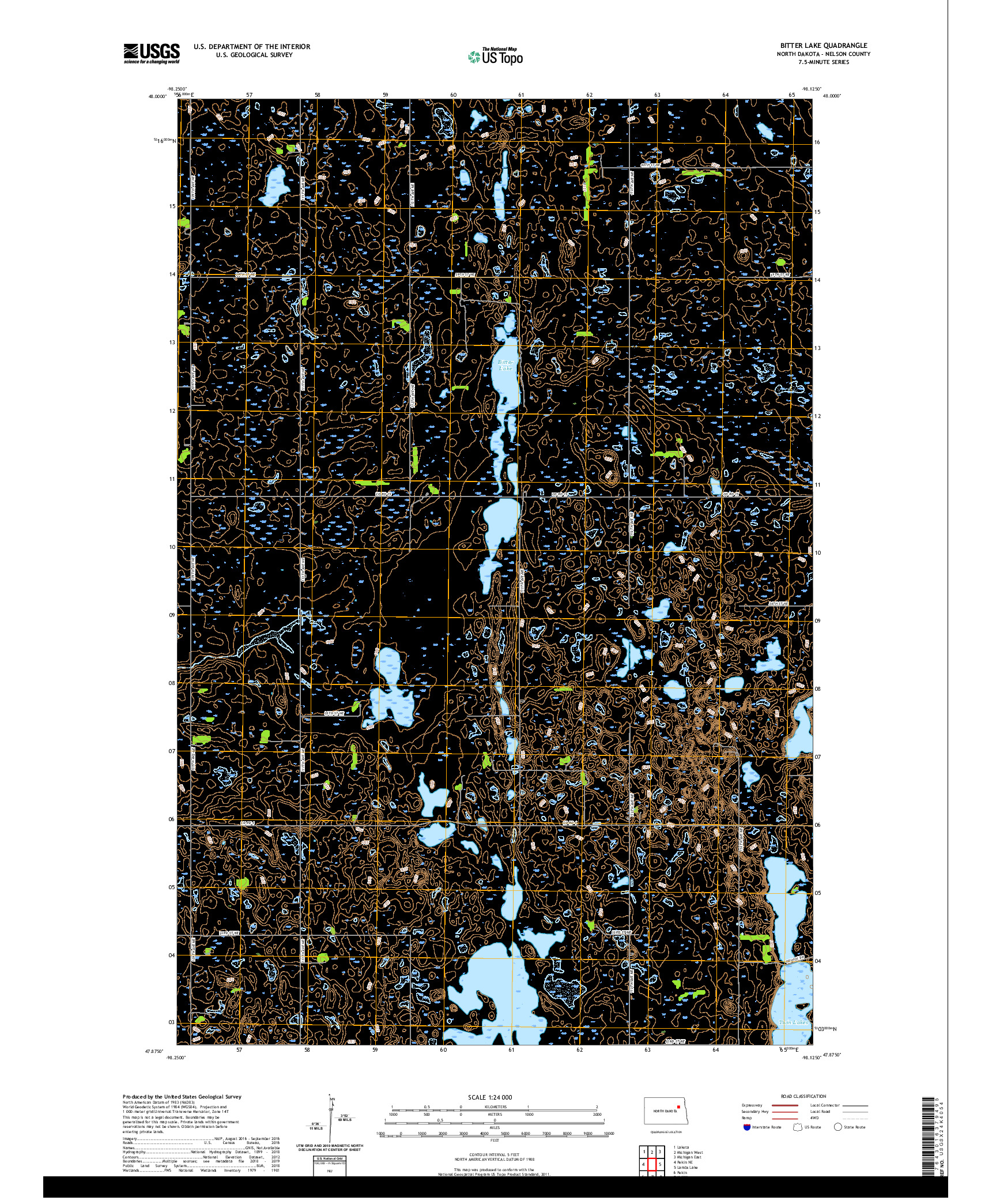 USGS US TOPO 7.5-MINUTE MAP FOR BITTER LAKE, ND 2020