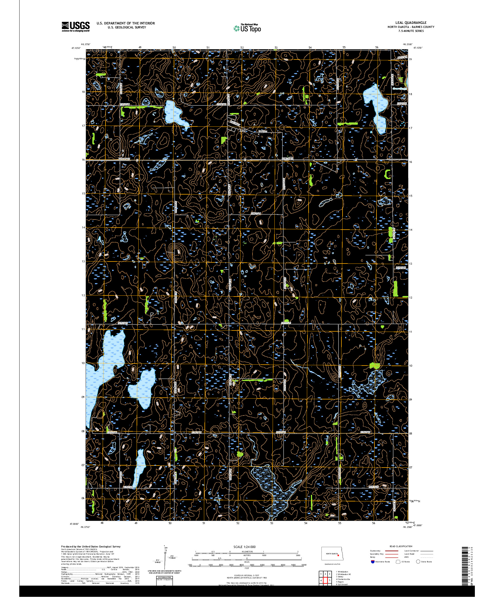 USGS US TOPO 7.5-MINUTE MAP FOR LEAL, ND 2020