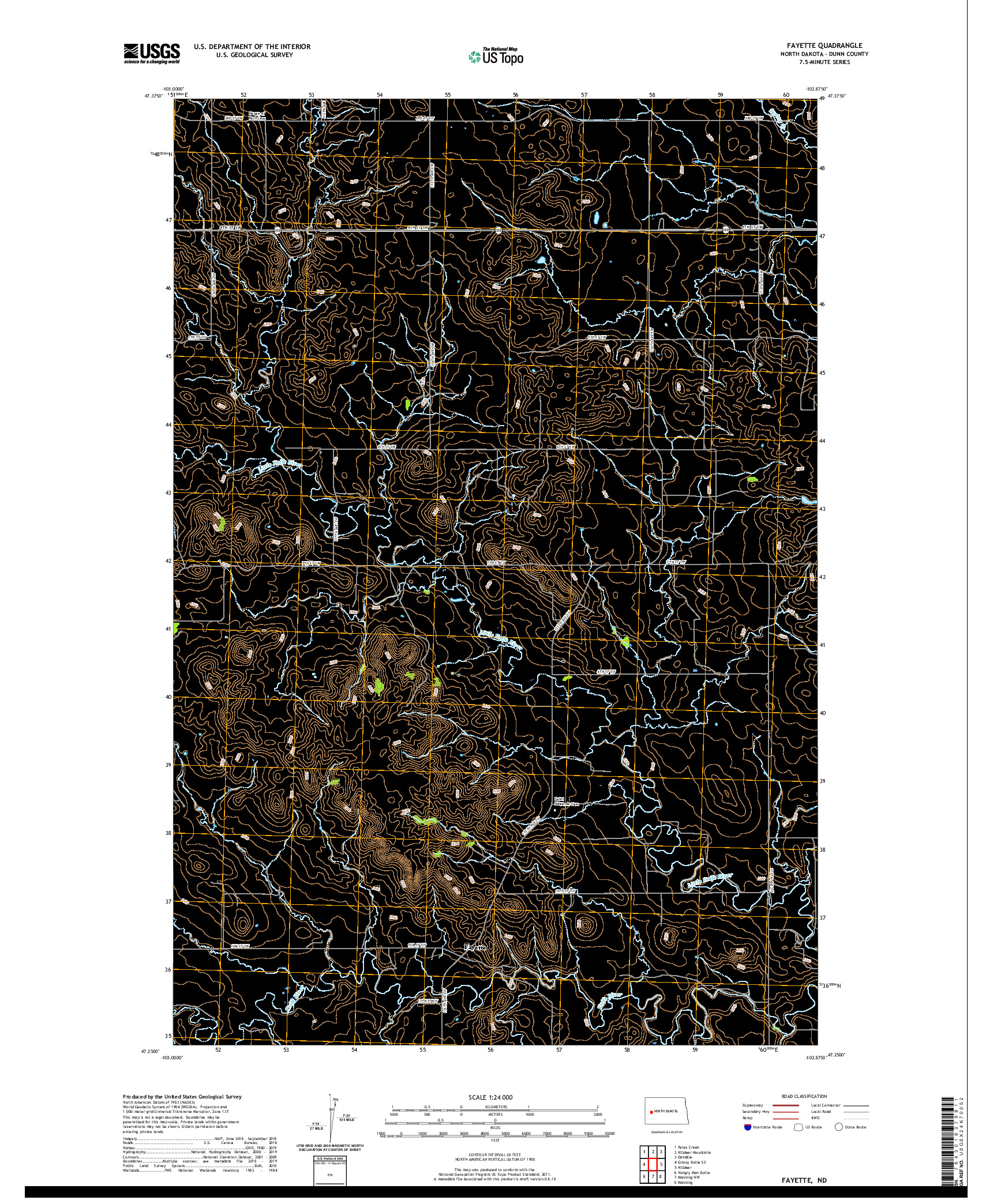 USGS US TOPO 7.5-MINUTE MAP FOR FAYETTE, ND 2020