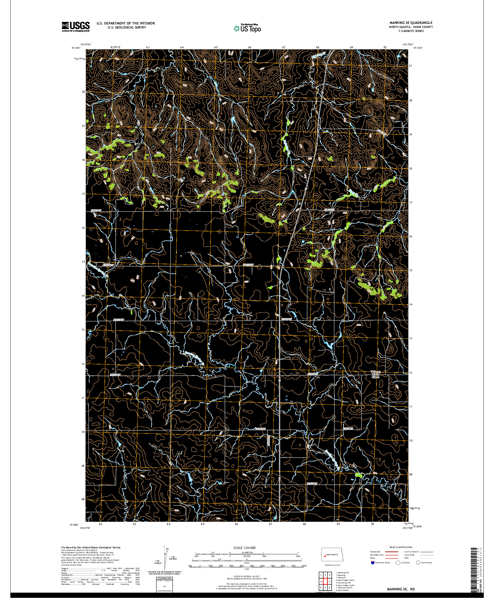 USGS US TOPO 7.5-MINUTE MAP FOR MANNING SE, ND 2020