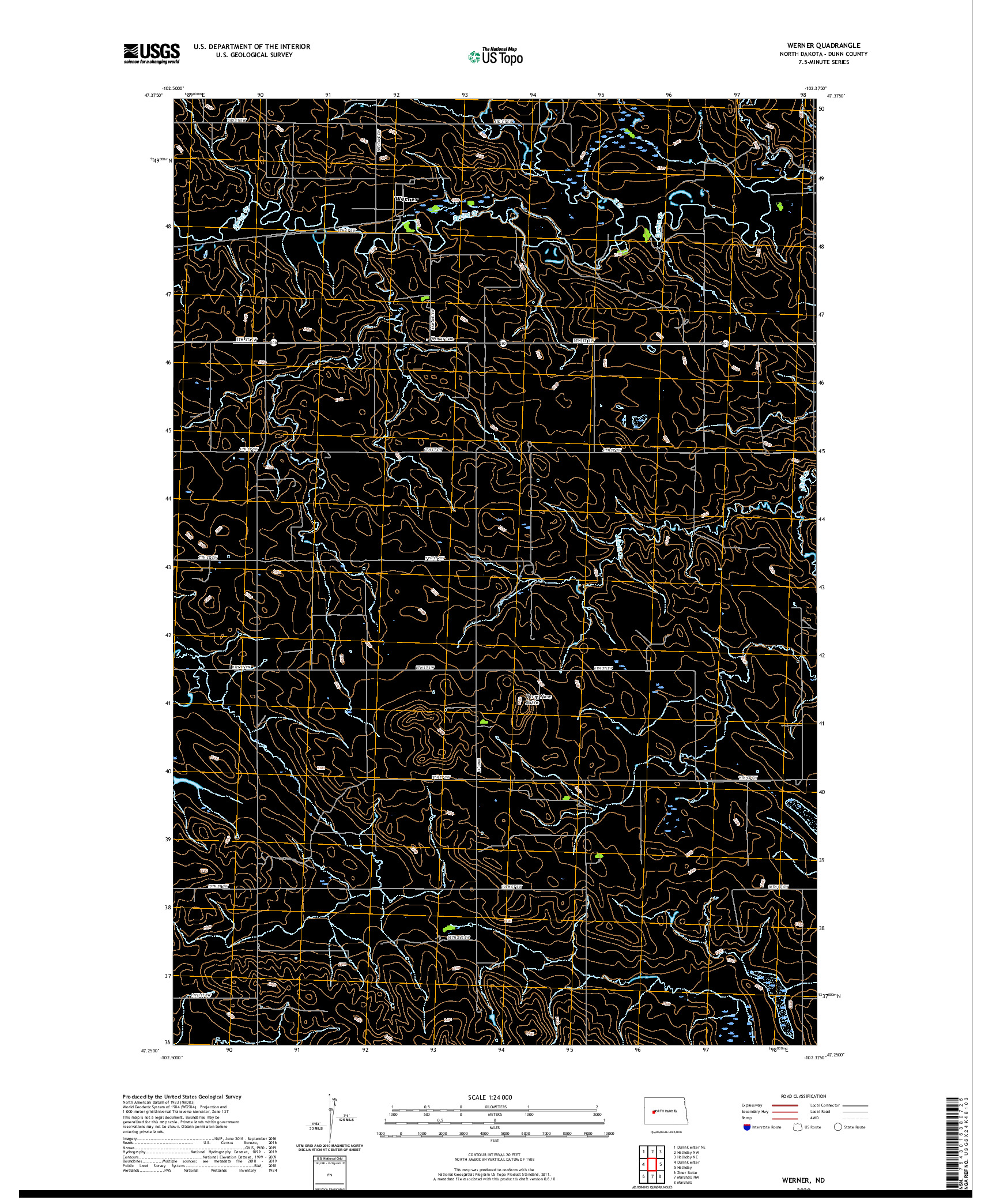 USGS US TOPO 7.5-MINUTE MAP FOR WERNER, ND 2020