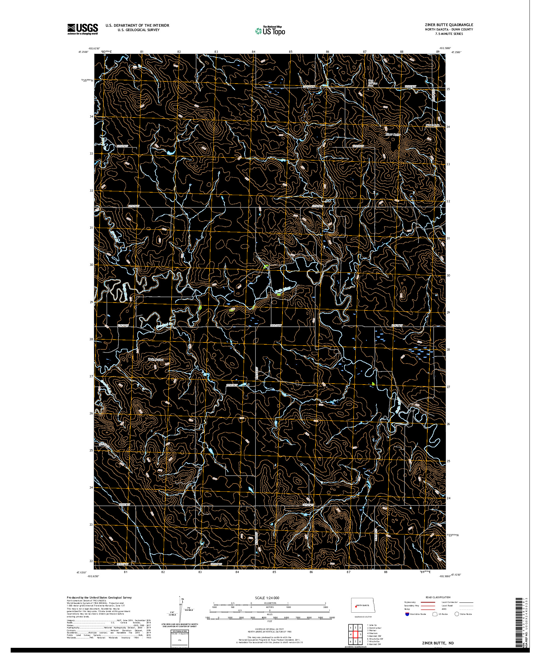 USGS US TOPO 7.5-MINUTE MAP FOR ZINER BUTTE, ND 2020