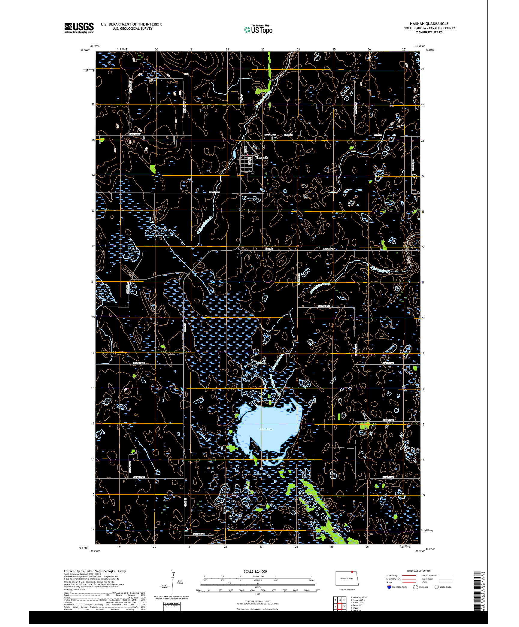 USGS US TOPO 7.5-MINUTE MAP FOR HANNAH, ND,MB 2020