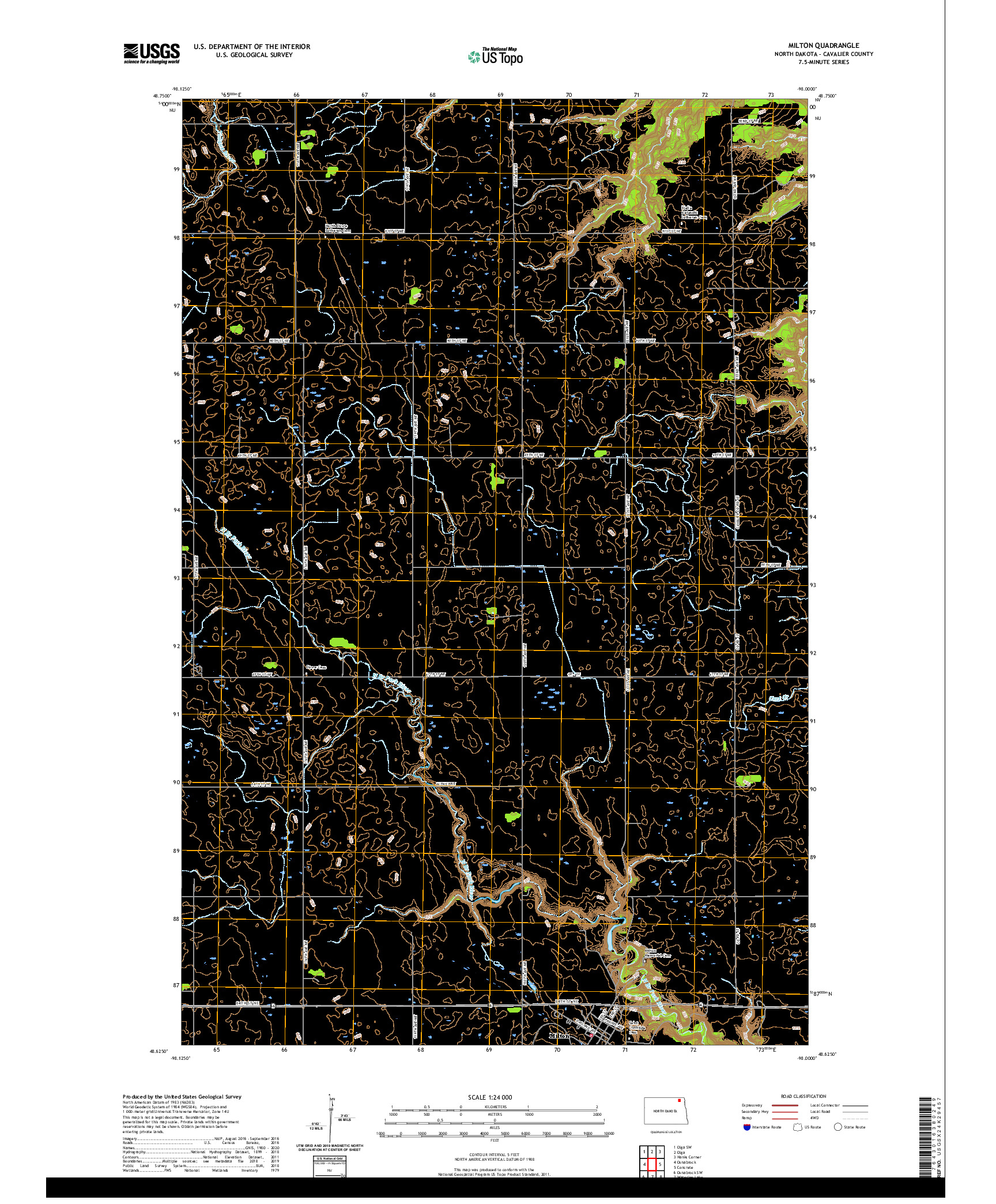 USGS US TOPO 7.5-MINUTE MAP FOR MILTON, ND 2020