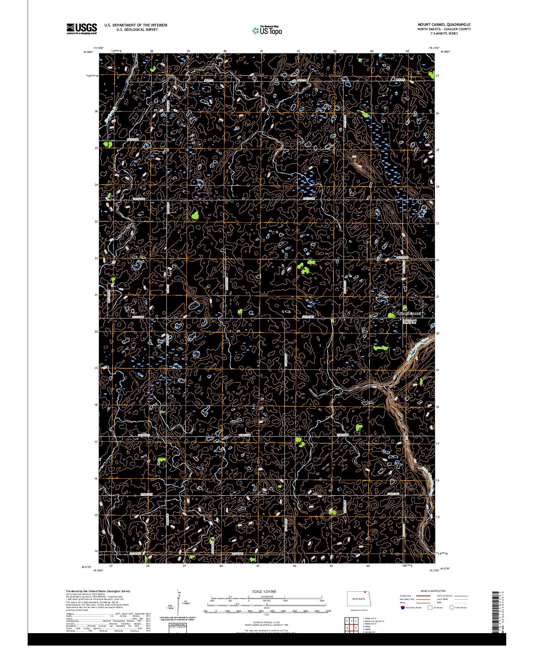 USGS US TOPO 7.5-MINUTE MAP FOR MOUNT CARMEL, ND,MB 2020