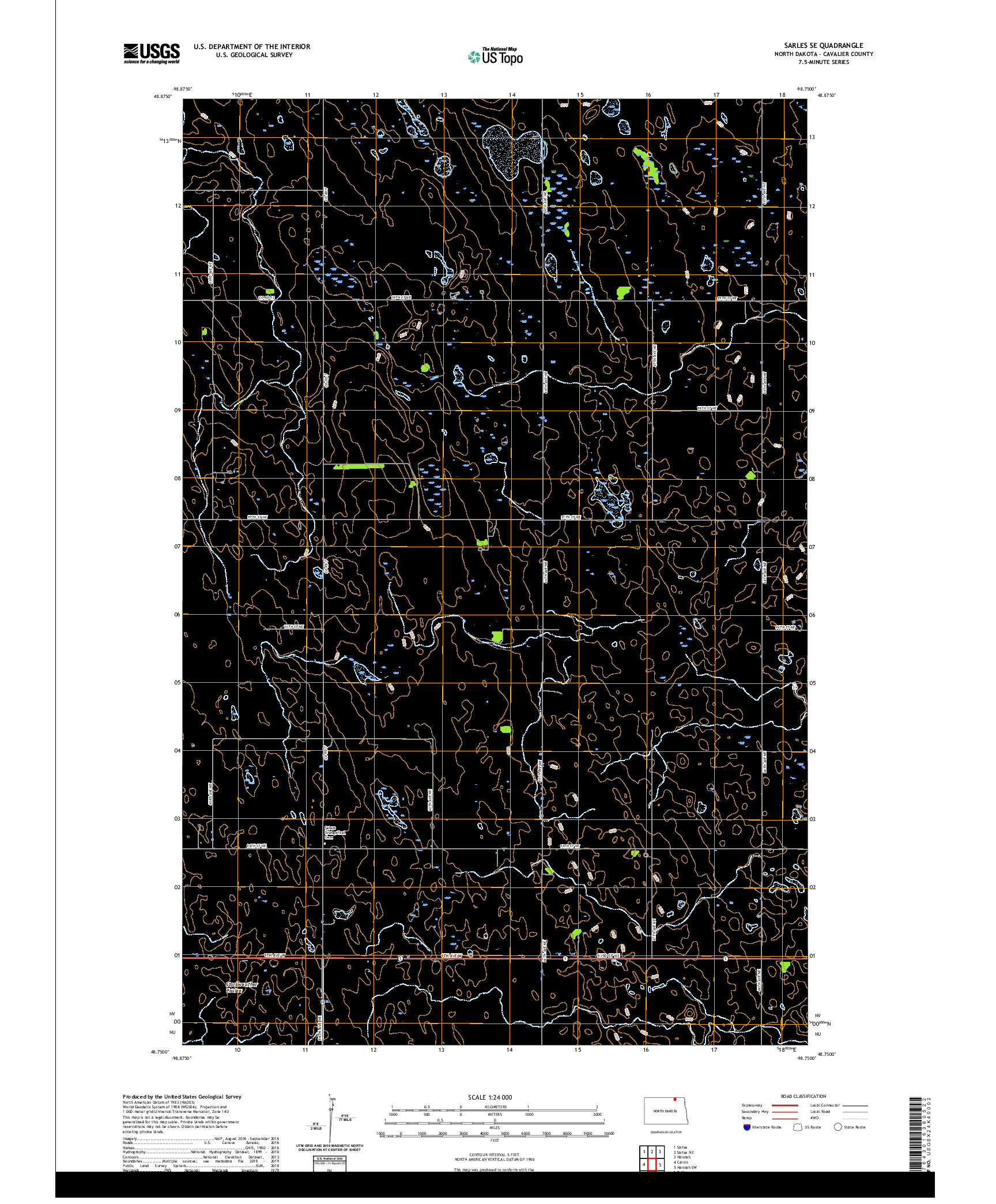 USGS US TOPO 7.5-MINUTE MAP FOR SARLES SE, ND 2020