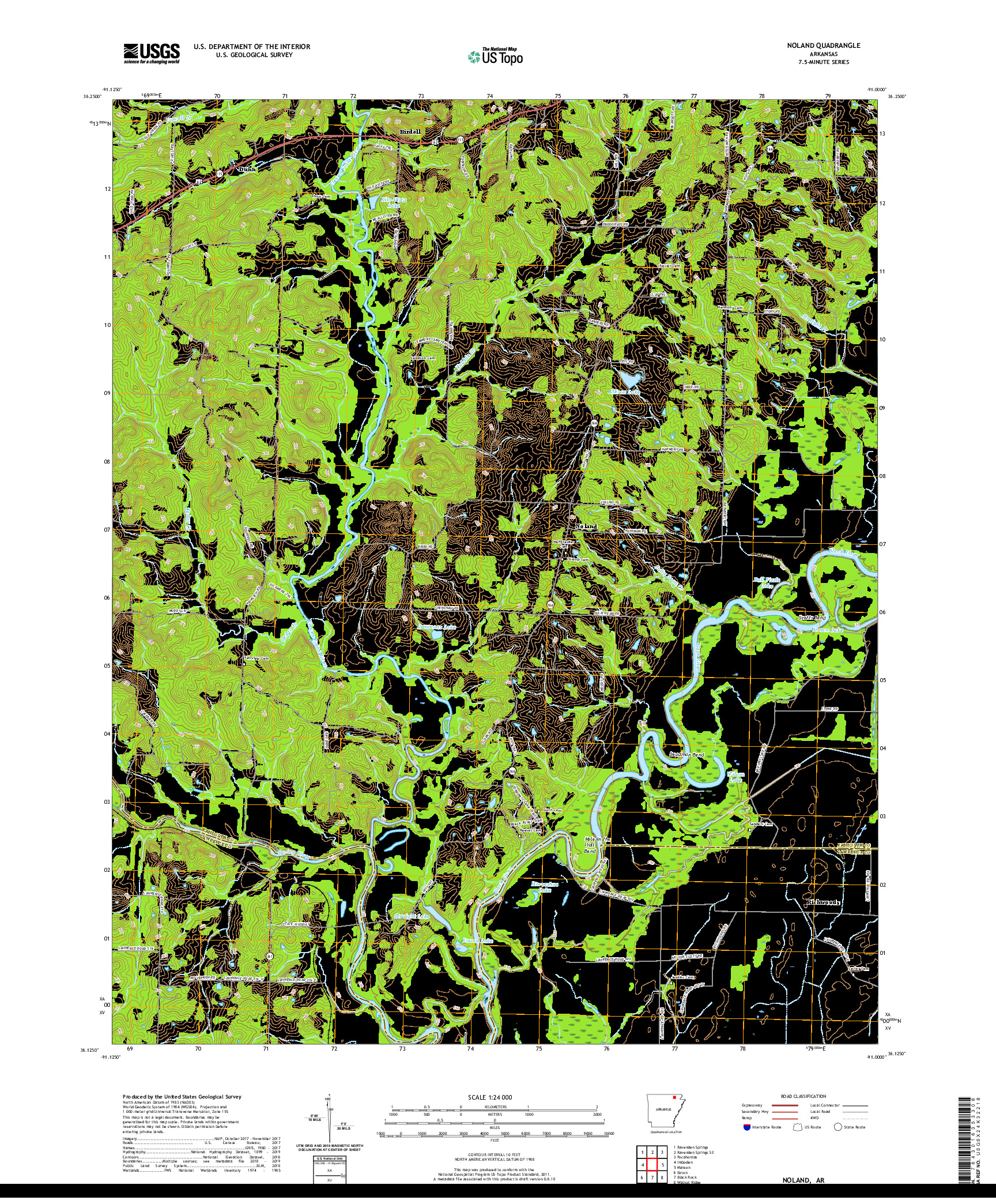 USGS US TOPO 7.5-MINUTE MAP FOR NOLAND, AR 2020