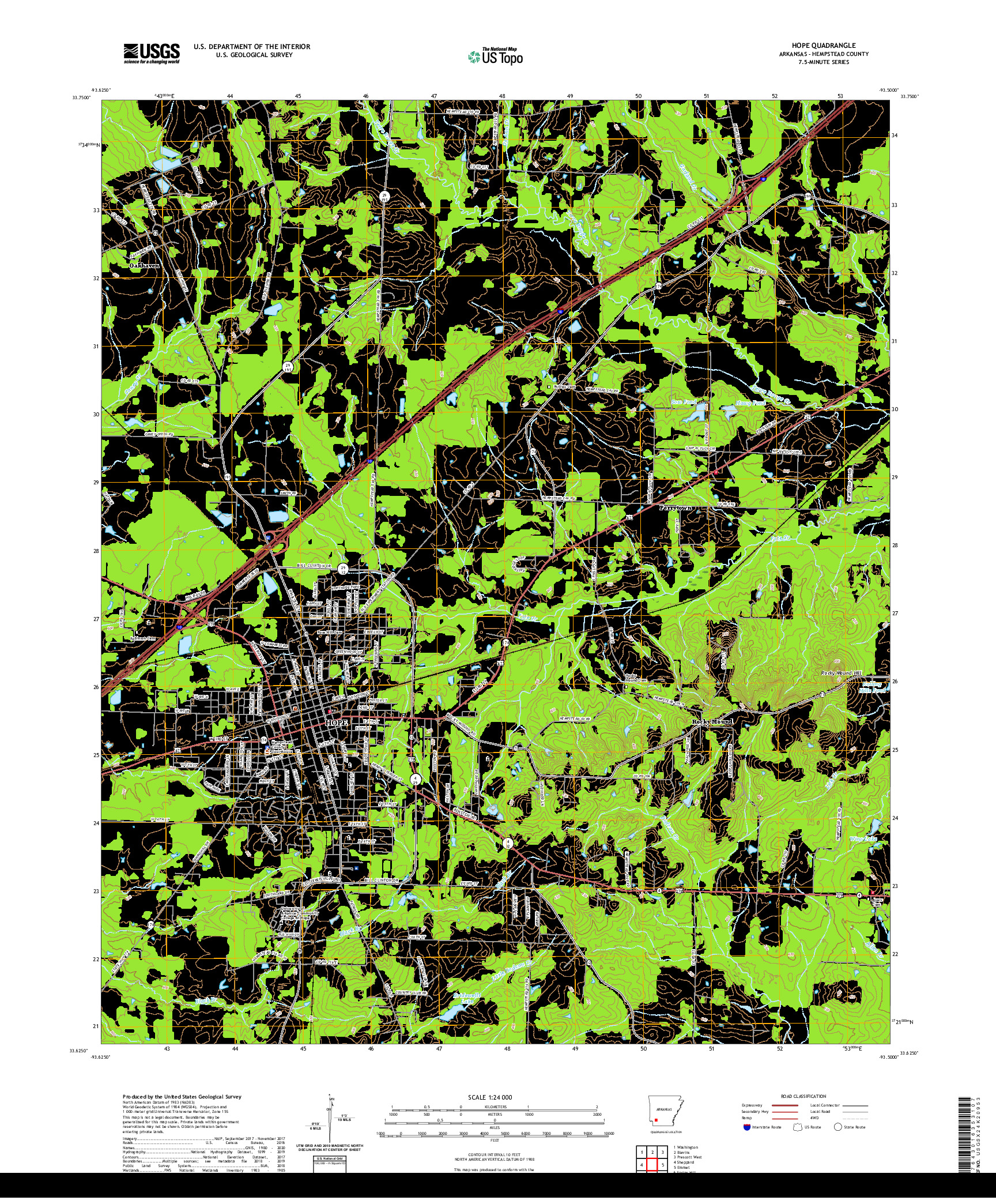 USGS US TOPO 7.5-MINUTE MAP FOR HOPE, AR 2020