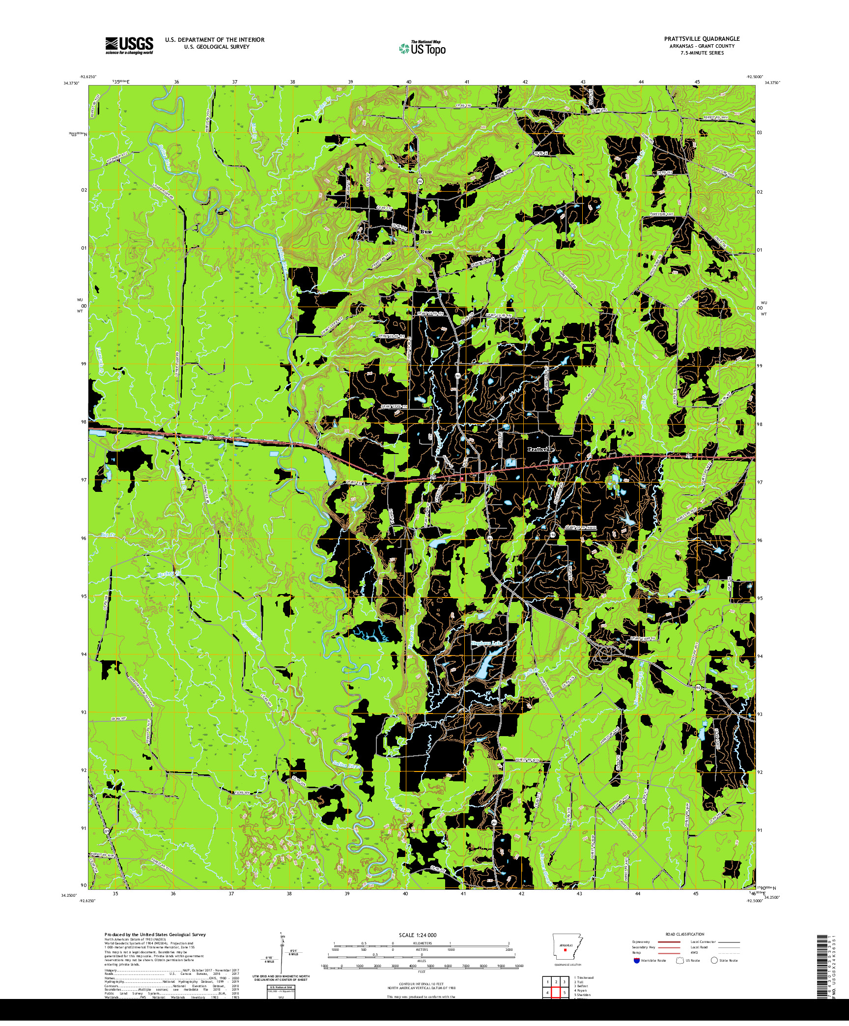 USGS US TOPO 7.5-MINUTE MAP FOR PRATTSVILLE, AR 2020