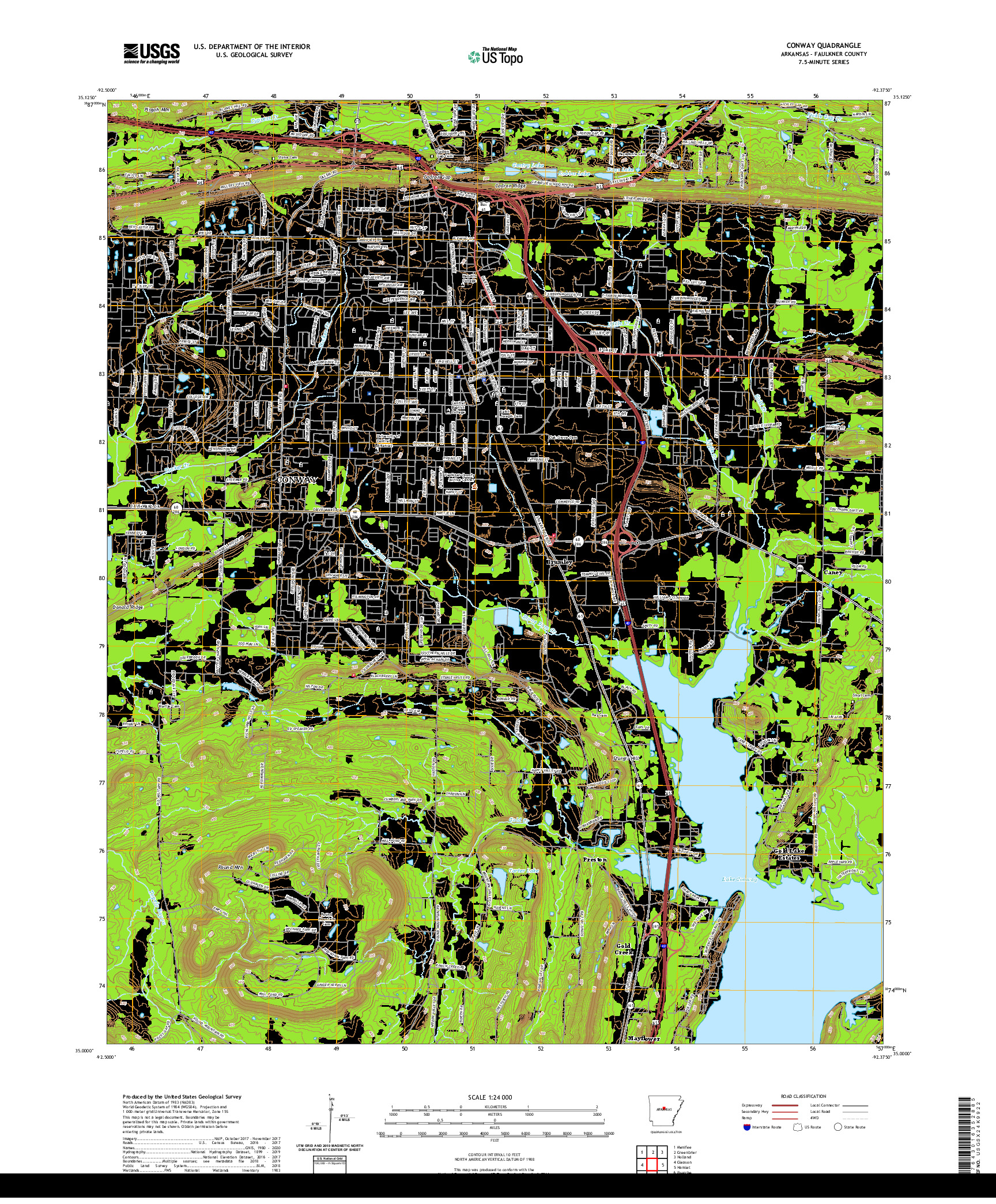 USGS US TOPO 7.5-MINUTE MAP FOR CONWAY, AR 2020