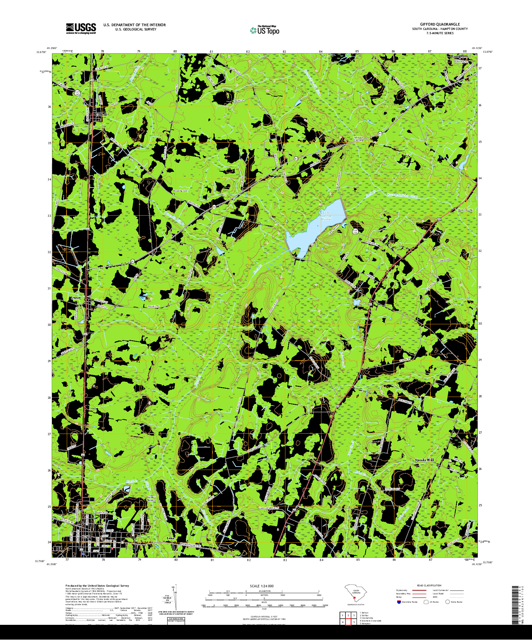 USGS US TOPO 7.5-MINUTE MAP FOR GIFFORD, SC 2020