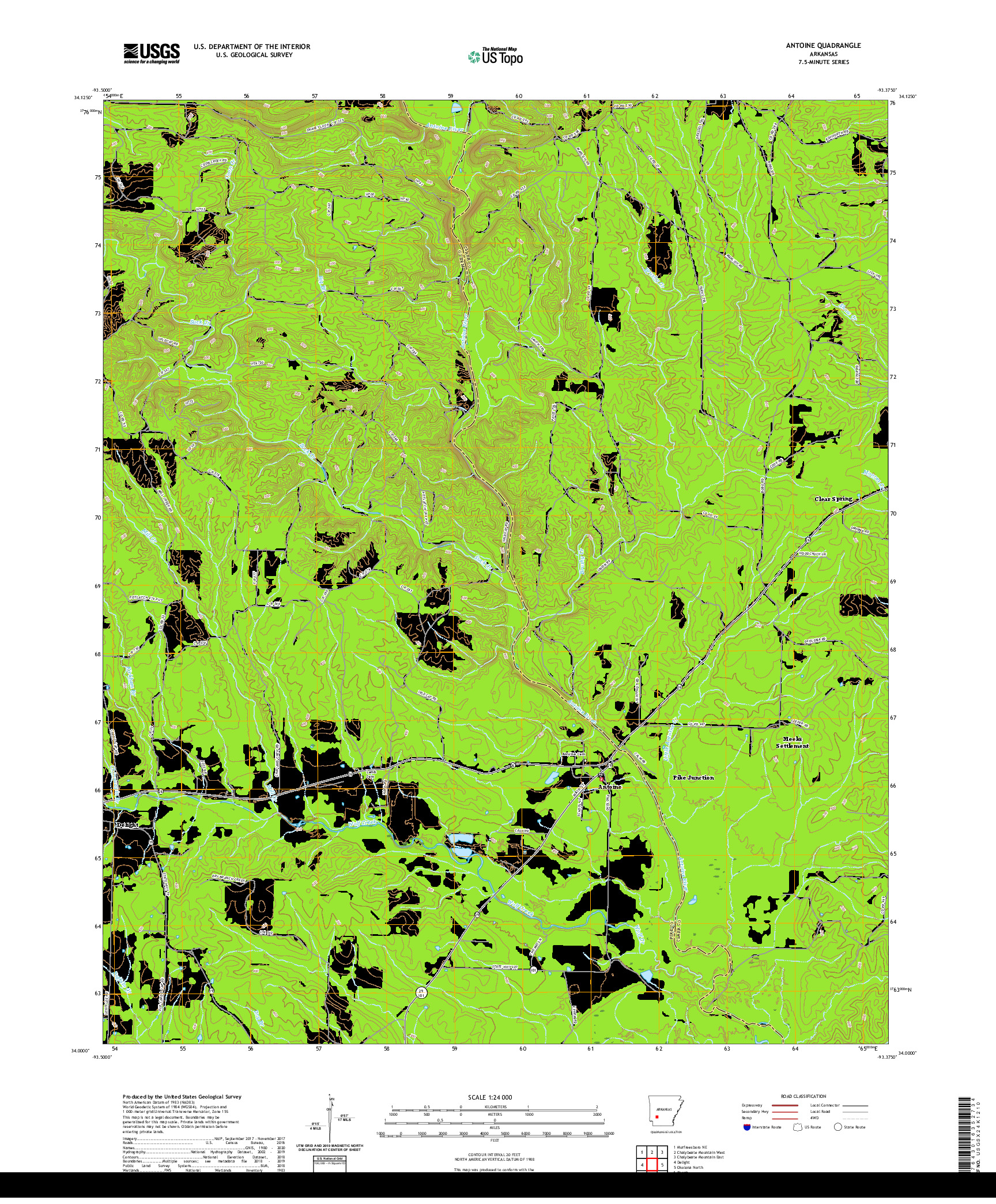 USGS US TOPO 7.5-MINUTE MAP FOR ANTOINE, AR 2020