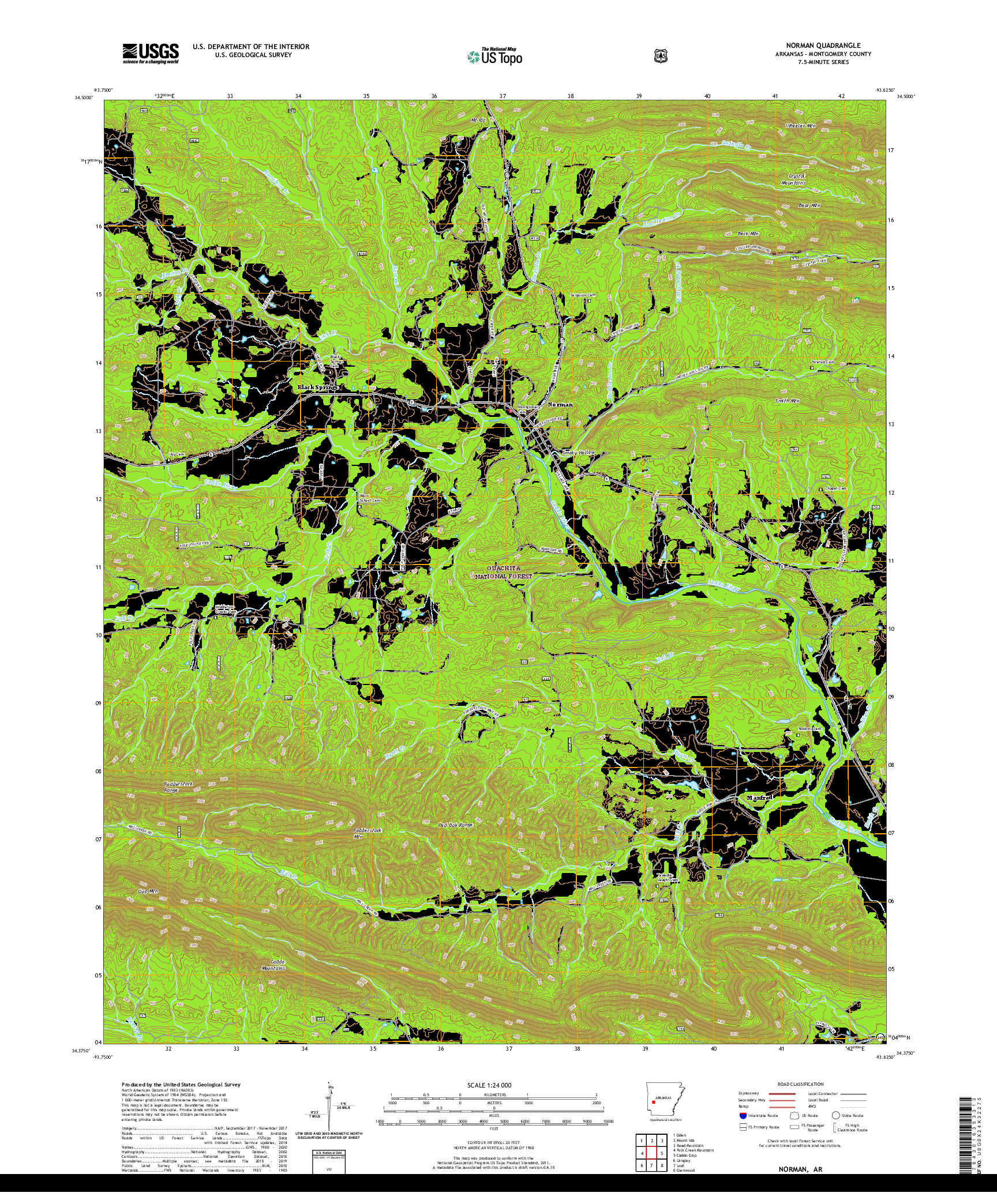 USGS US TOPO 7.5-MINUTE MAP FOR NORMAN, AR 2020