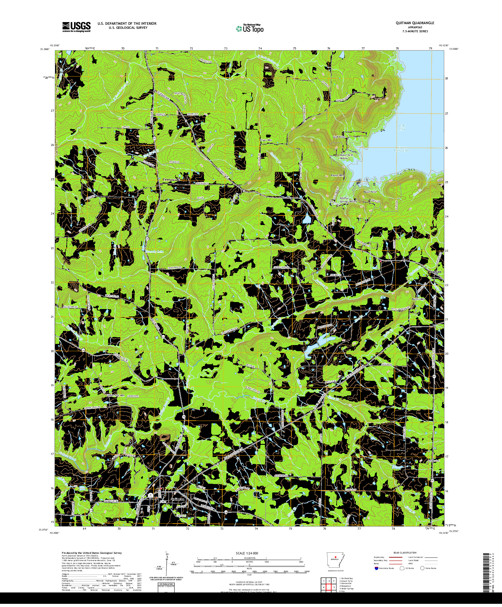 USGS US TOPO 7.5-MINUTE MAP FOR QUITMAN, AR 2020