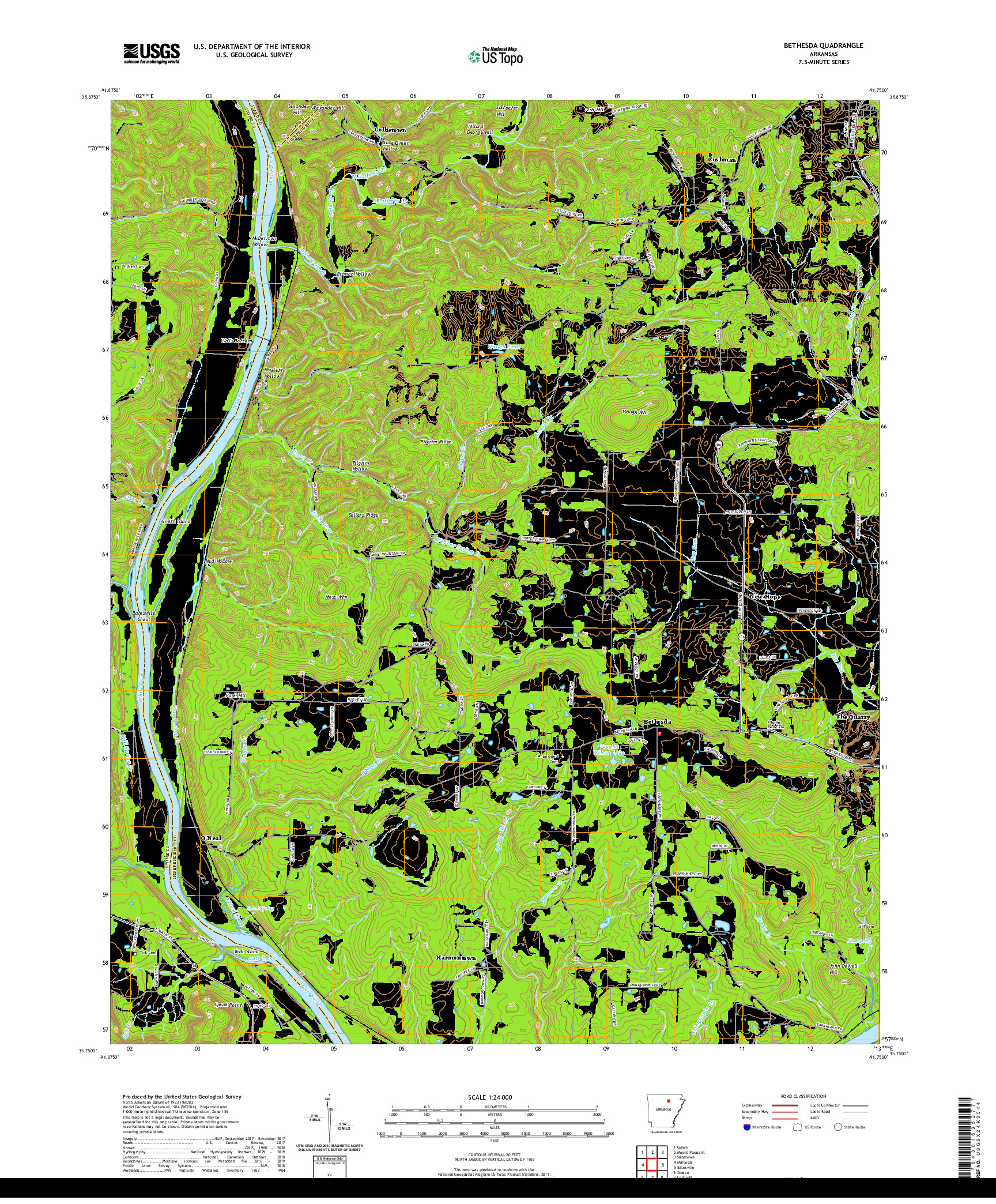 USGS US TOPO 7.5-MINUTE MAP FOR BETHESDA, AR 2020