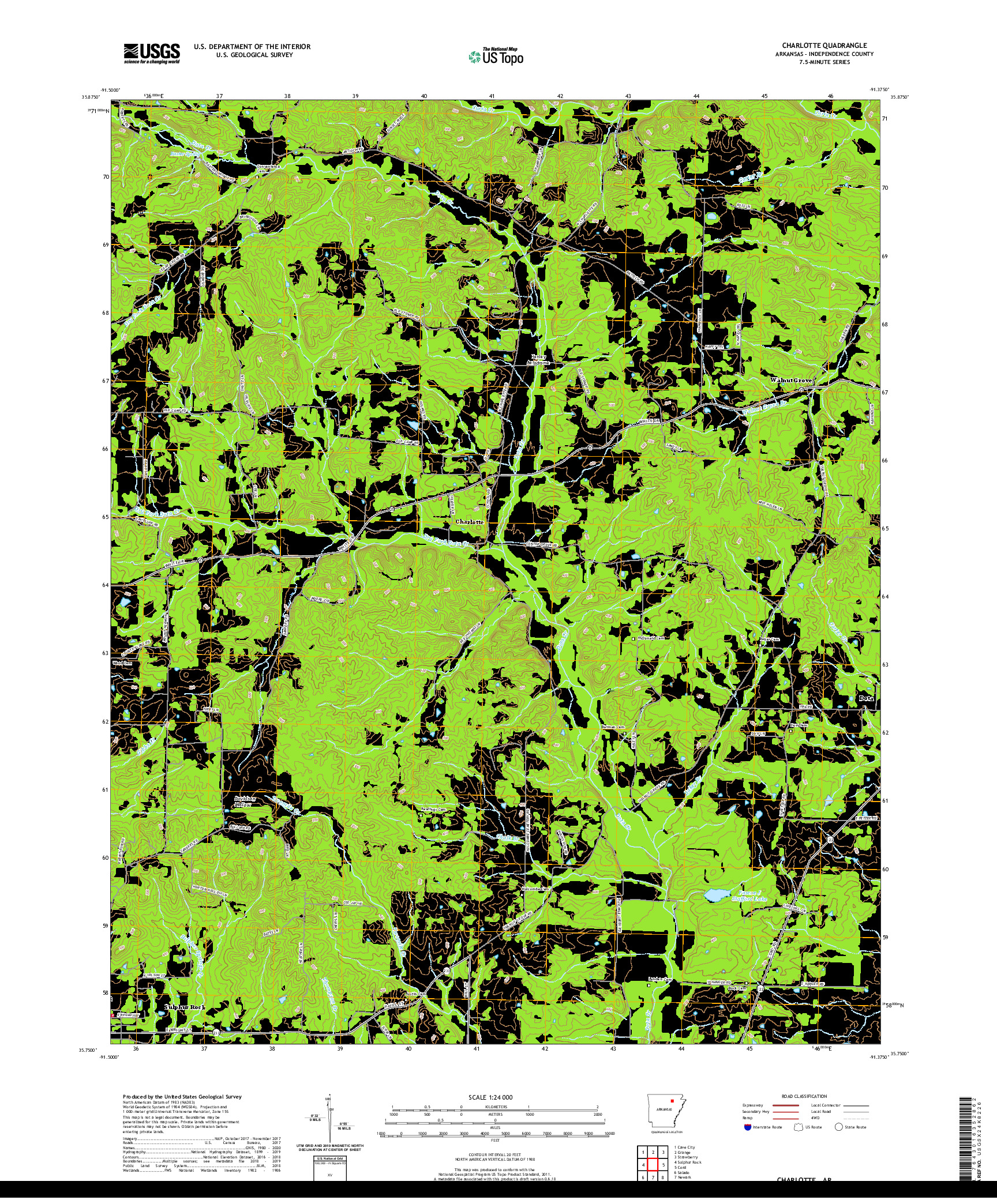 USGS US TOPO 7.5-MINUTE MAP FOR CHARLOTTE, AR 2020