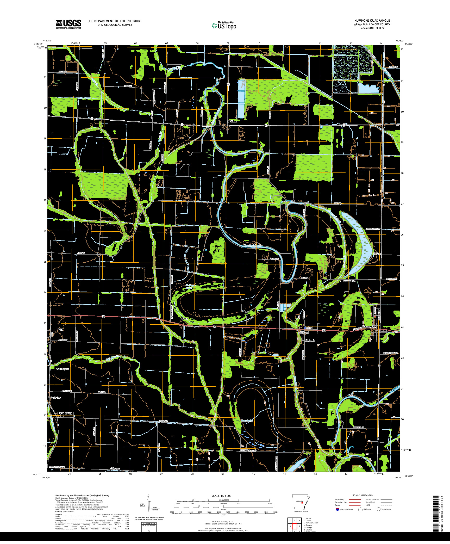 USGS US TOPO 7.5-MINUTE MAP FOR HUMNOKE, AR 2020