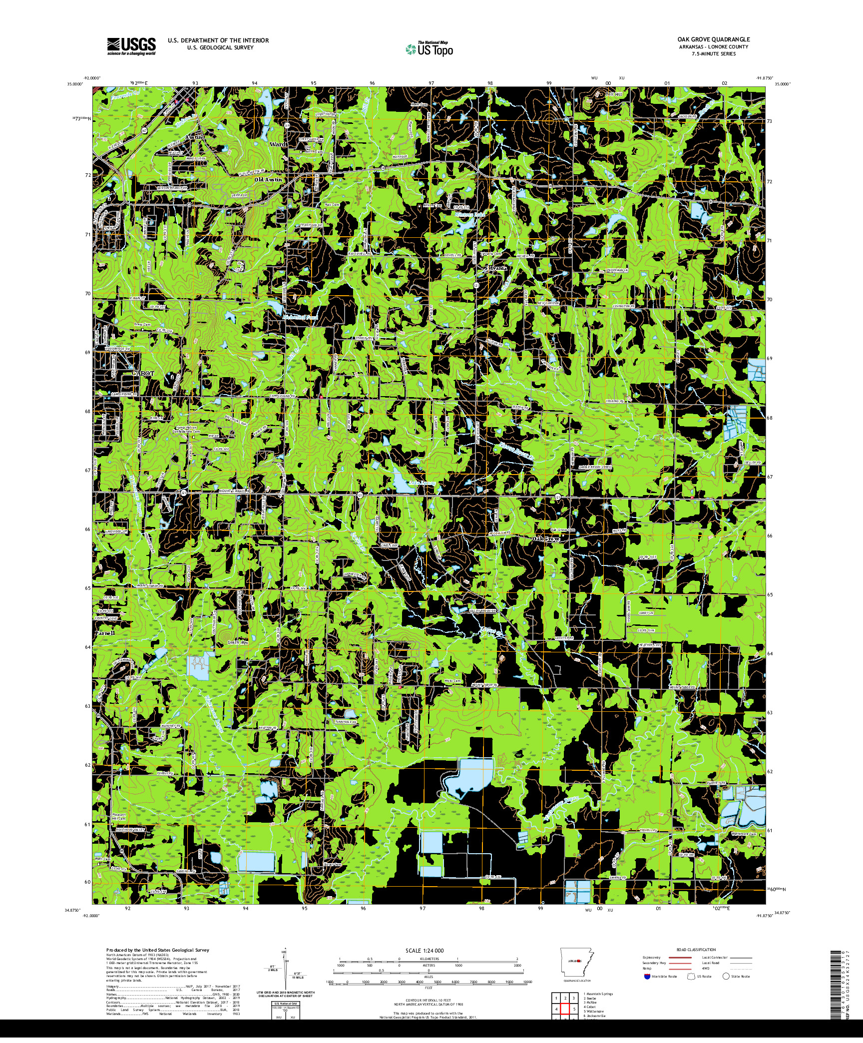 USGS US TOPO 7.5-MINUTE MAP FOR OAK GROVE, AR 2020