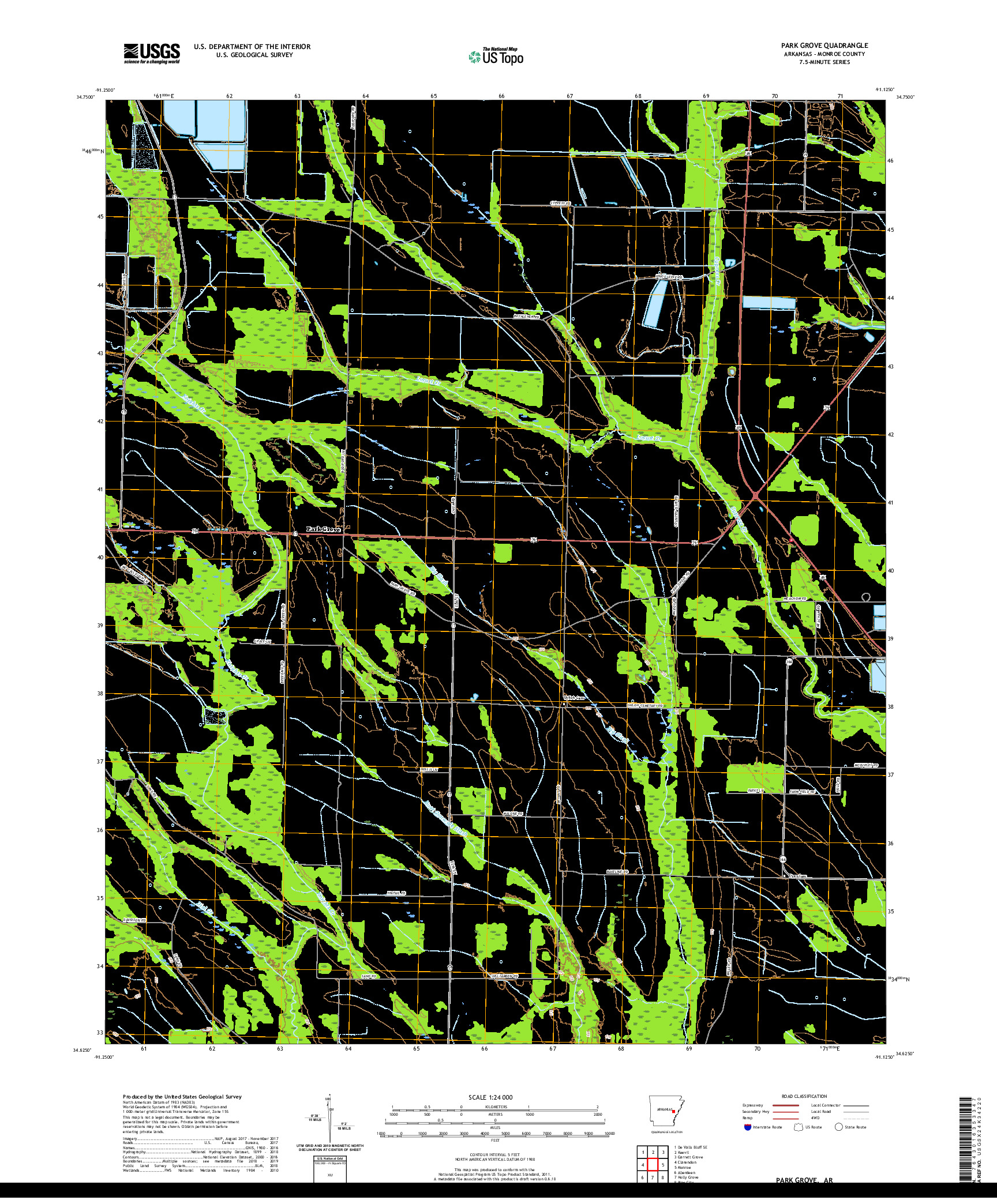 USGS US TOPO 7.5-MINUTE MAP FOR PARK GROVE, AR 2020