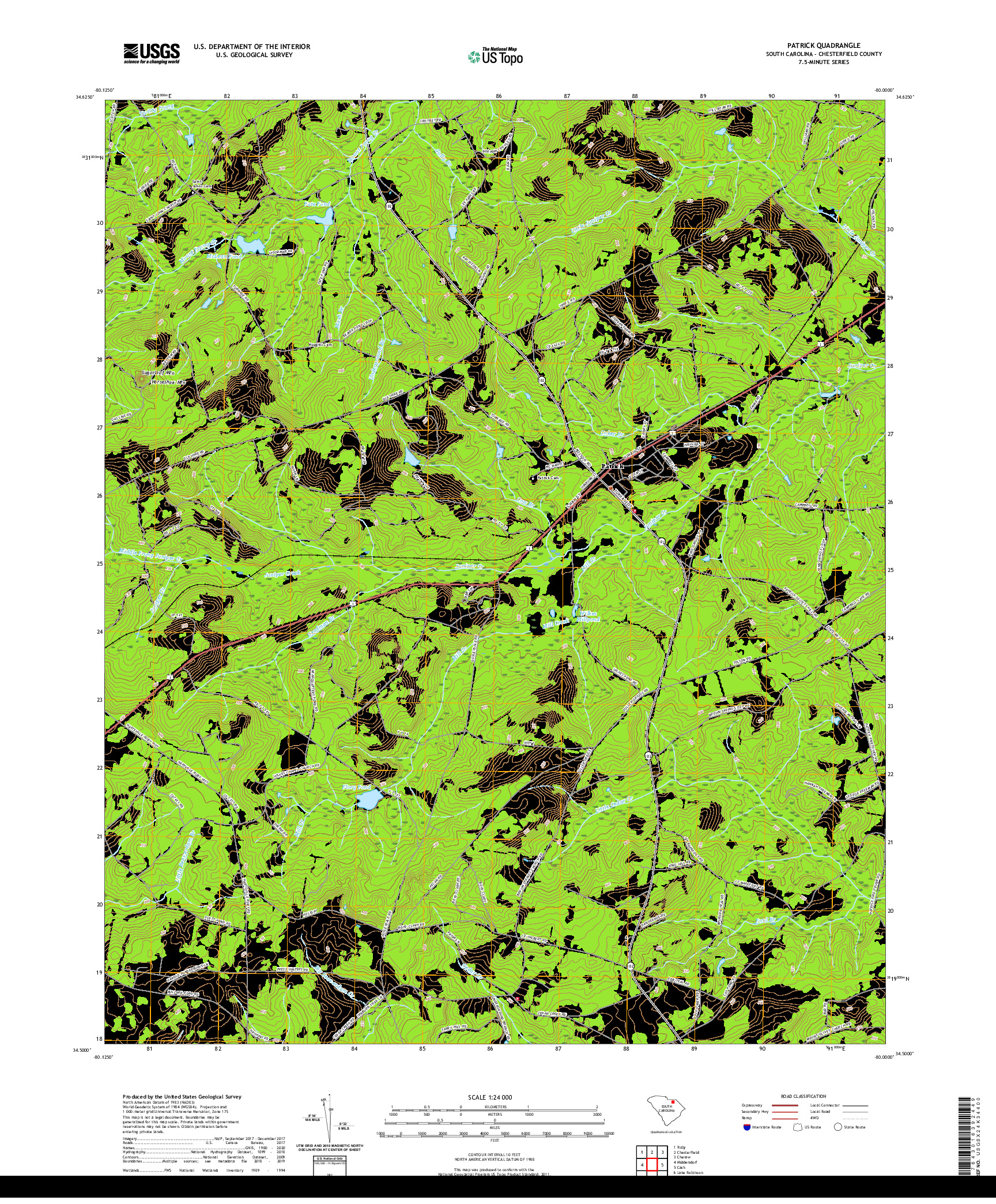 USGS US TOPO 7.5-MINUTE MAP FOR PATRICK, SC 2020