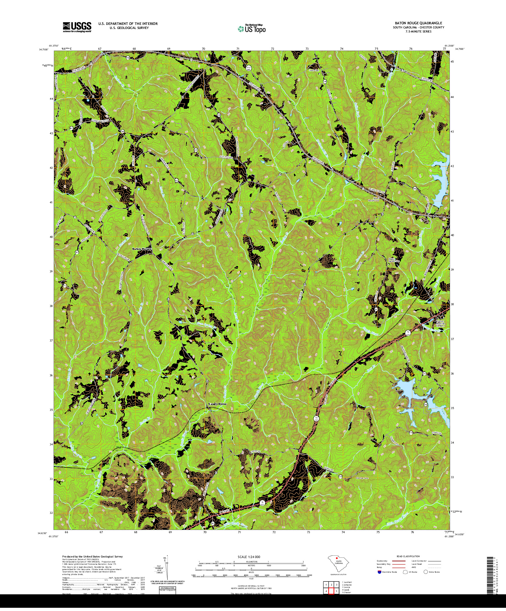 USGS US TOPO 7.5-MINUTE MAP FOR BATON ROUGE, SC 2020